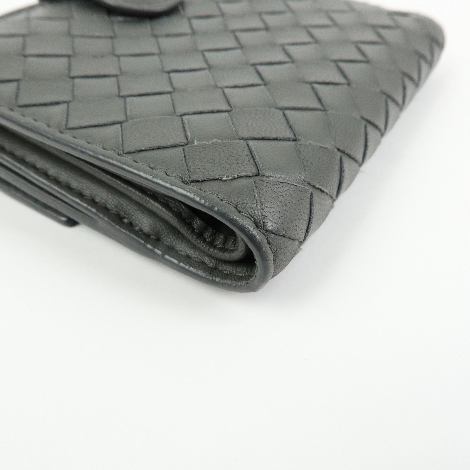 BOTTEGA VENETA Intrecciato Leather Compact Wallet Grey