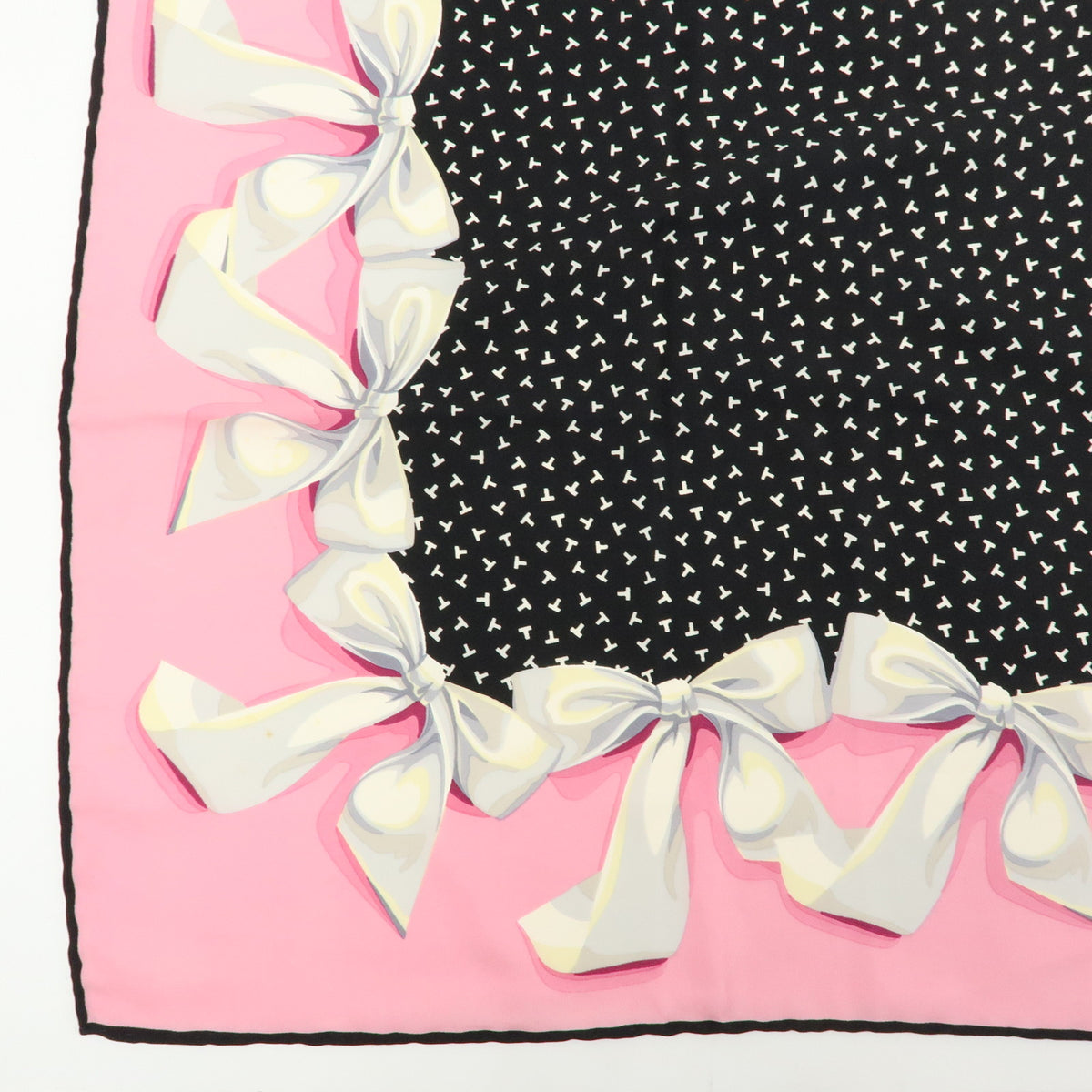 Tiffany & Co Lot of 2 Silk 100% Scarf Ribbon Star Motif Black Pink Blue