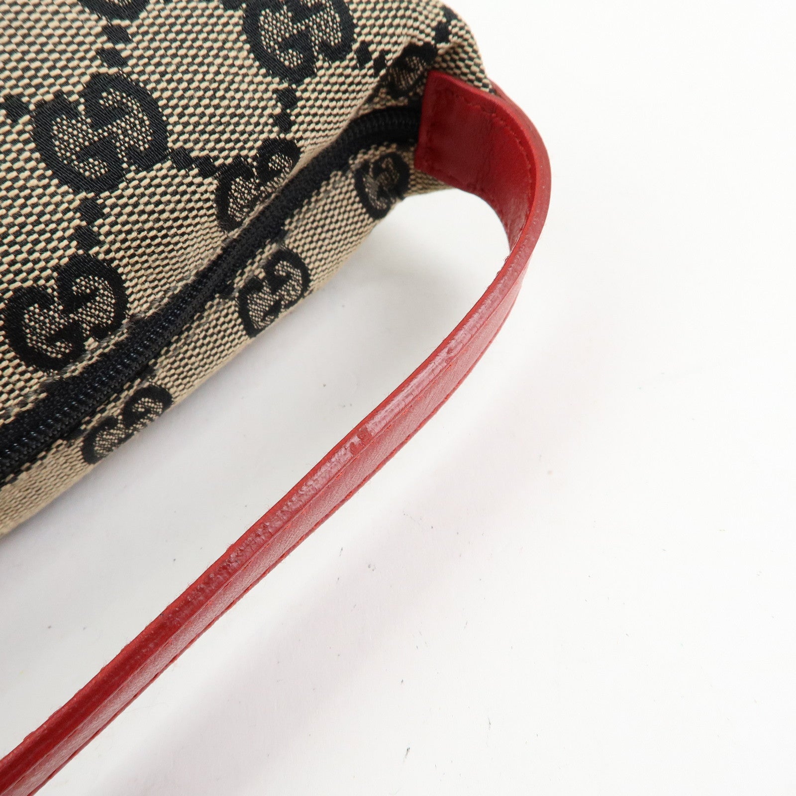GUCCI GG Canvas Leather Vanity Accessory Pochette Mini Pouch 0391147