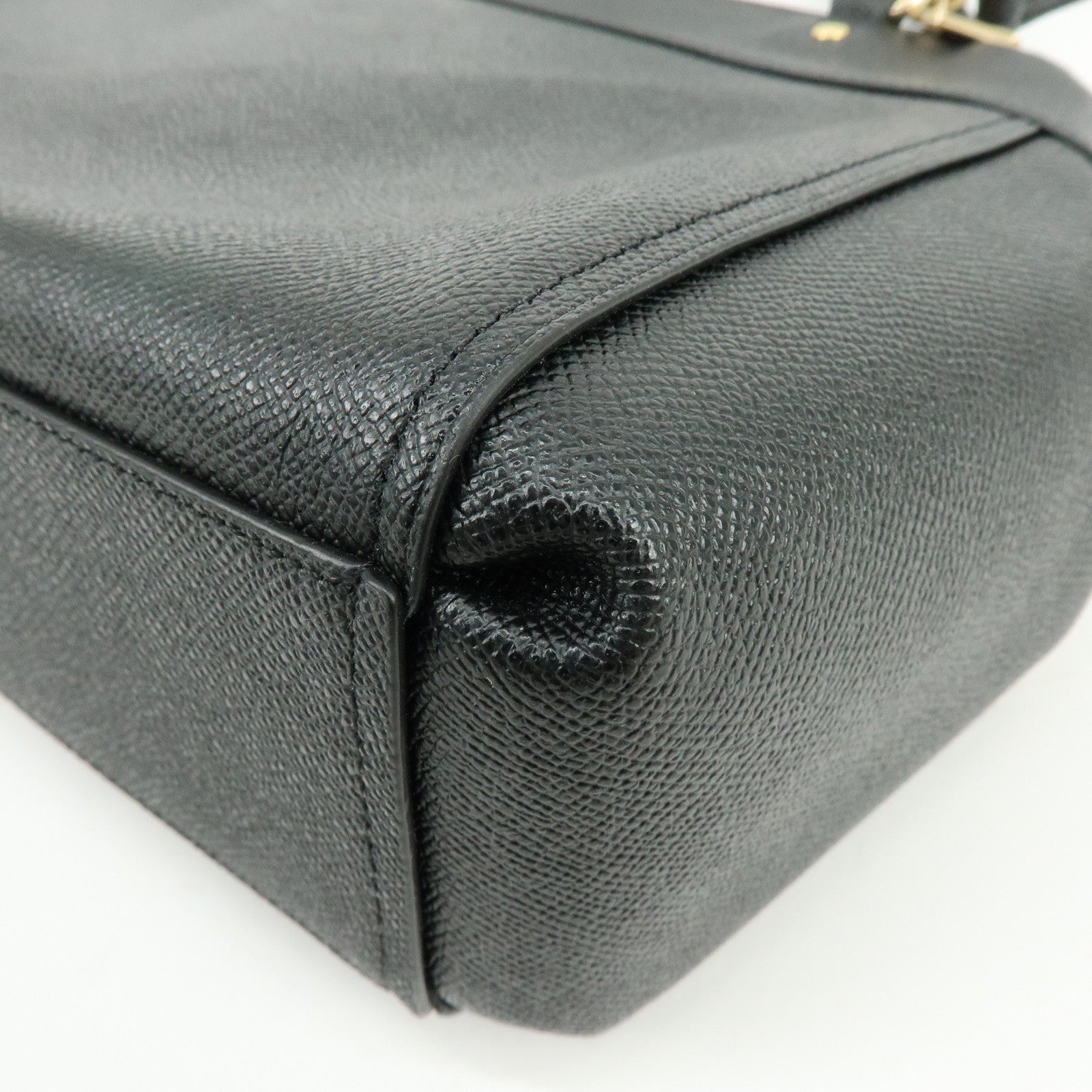 COACH Logo Leather 2Way Shoulder Bag Hand Bag Black