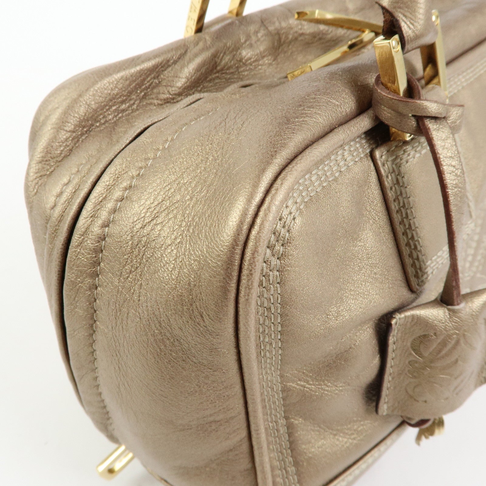 LOEWE Amazona 28 Nappa Leather Hand Bag Boston Bag Gold