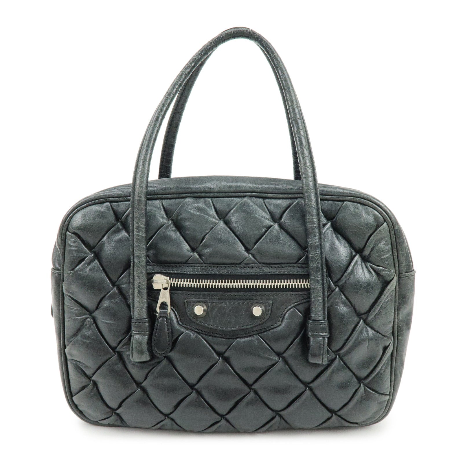 BALENCIAGA The Matelasse Leather Hand Bag Mini Boston Bag 182089