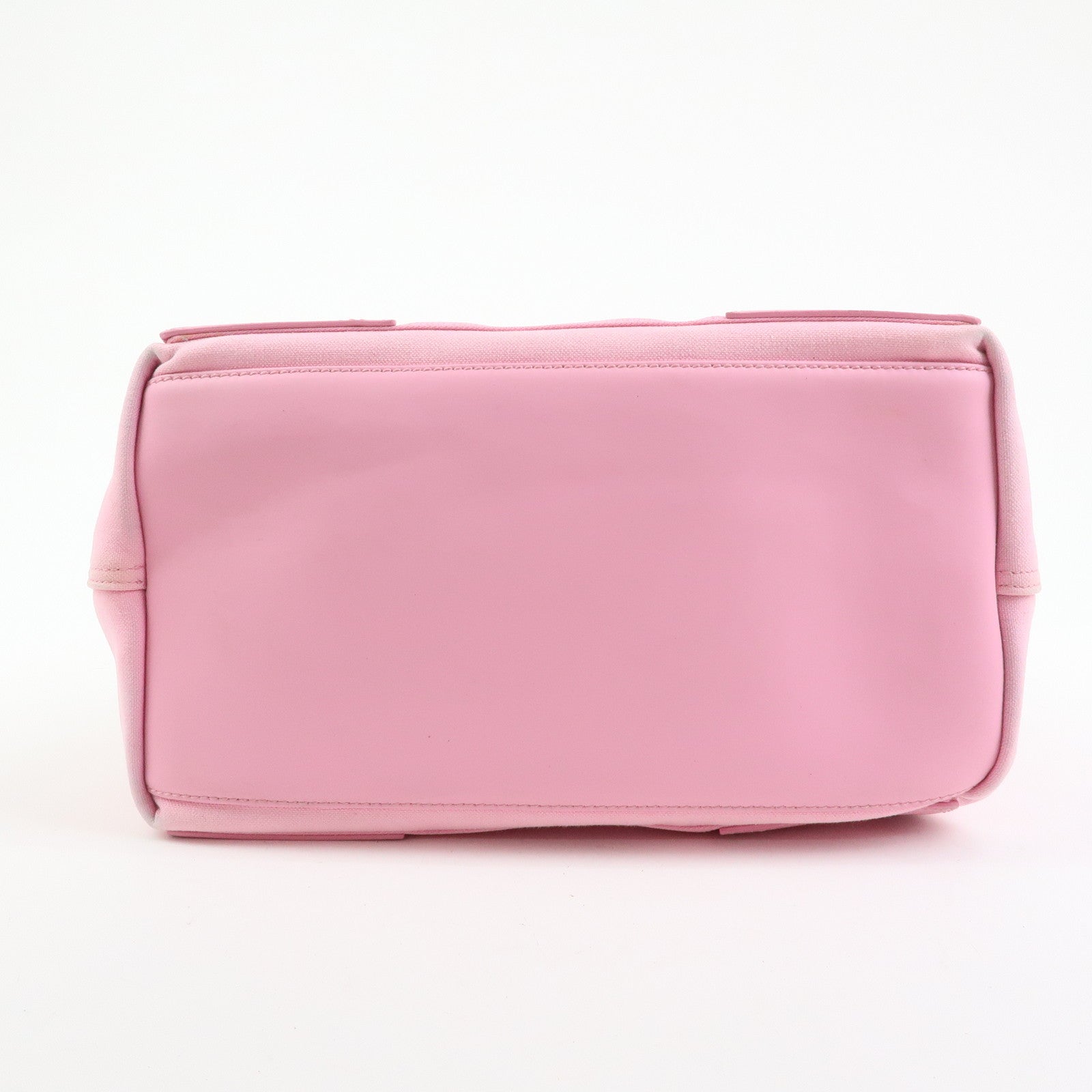 BALENCIAGA Navy Cabas Canvas Leather Small Tote Hand Bag Pink 339933