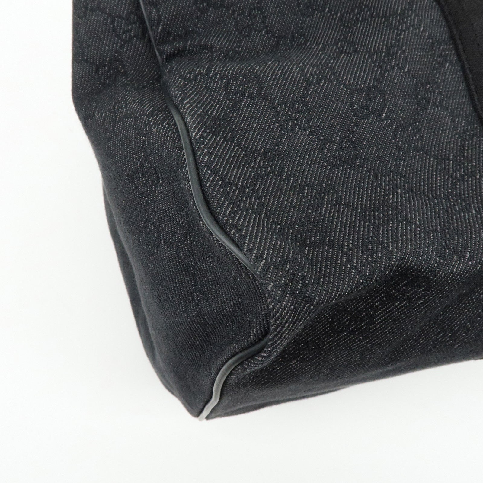 GUCCI GG Denim Leather Boston Bag Shoulder Bag Hand Bag Black 105671