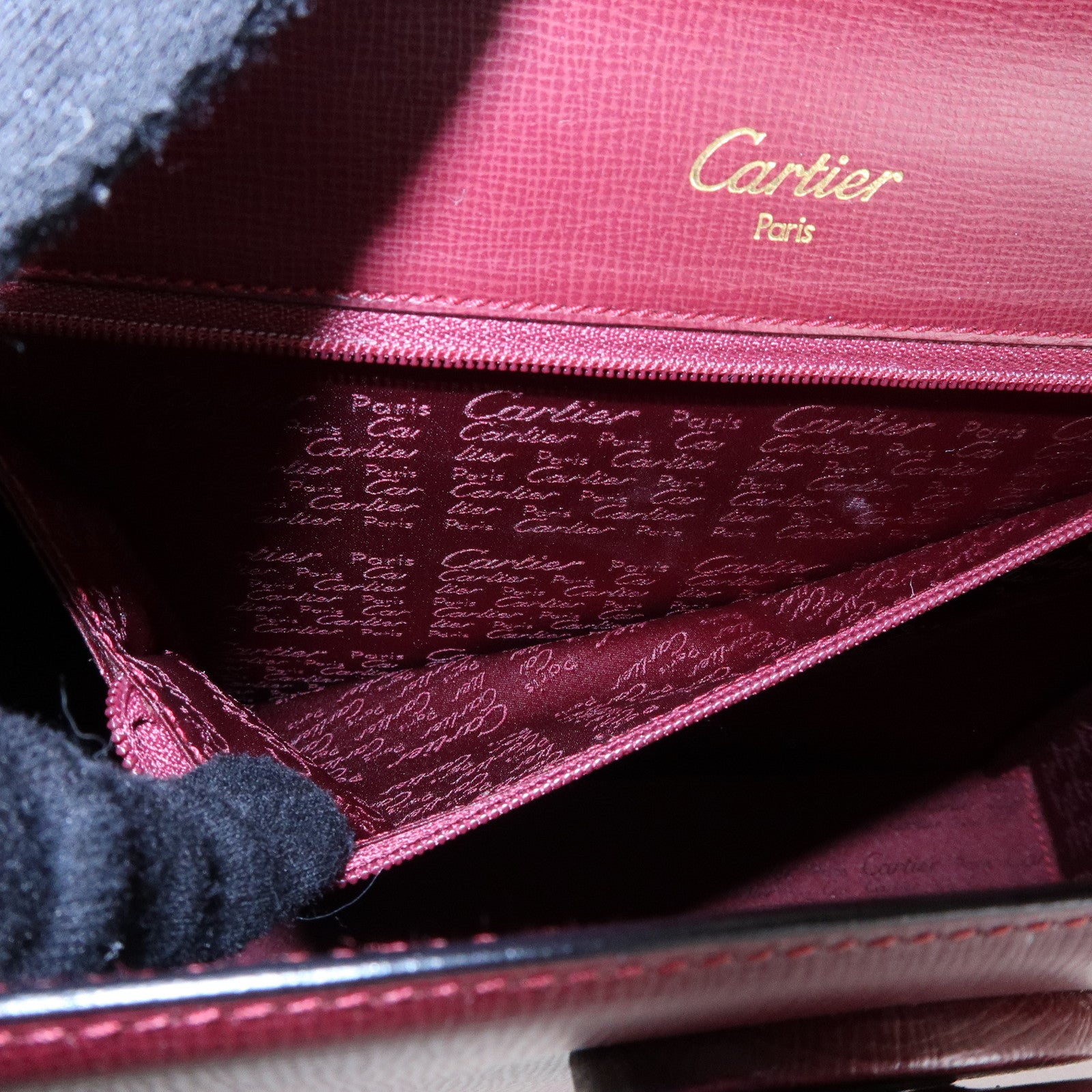 Cartier Must de Cartier Leather Top Handle Hand Bag Bordeaux