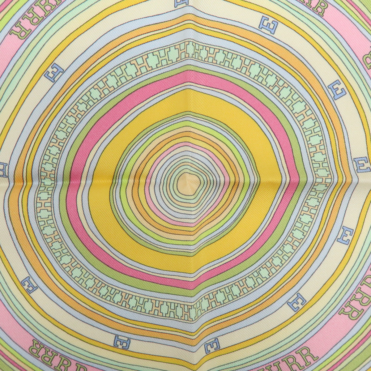 HERMES Carre Gavroche 45 Silk 100% Scarf Tohu-Bohu Light Green Pink