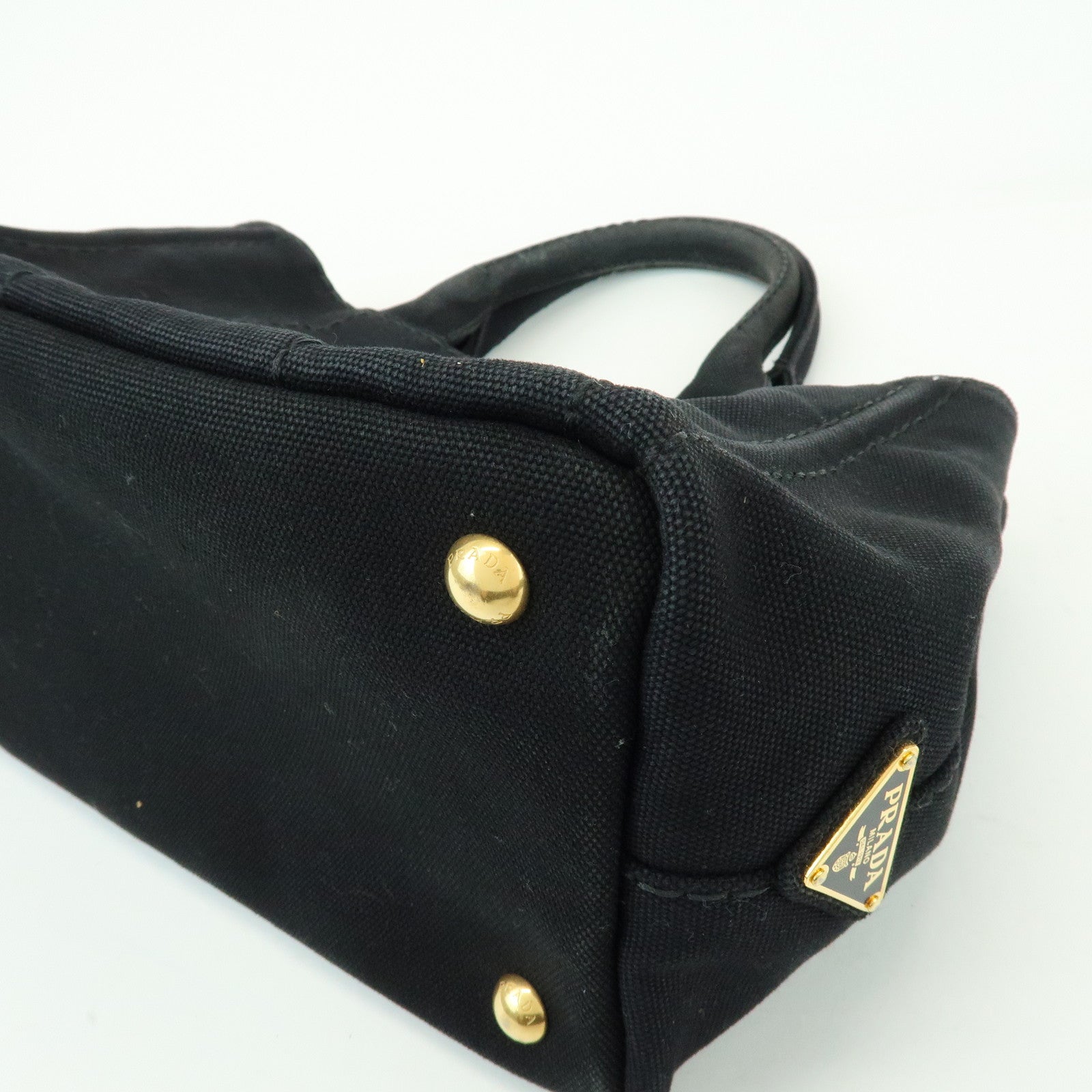 PRADA Canapa Mini Canvas 2Way Bag Hand Bag Black 1BG439