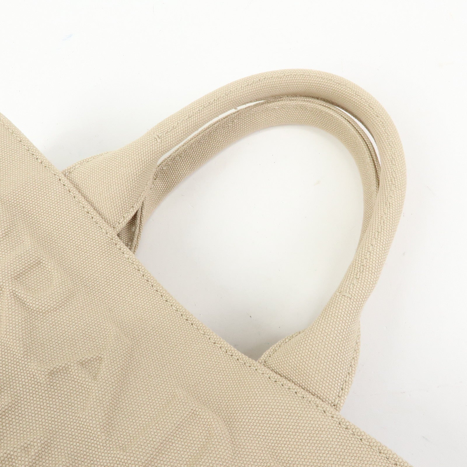 PRADA Canapa Triangle Logo Canvas 2Way Hand Bag Shoulder Bag Beige