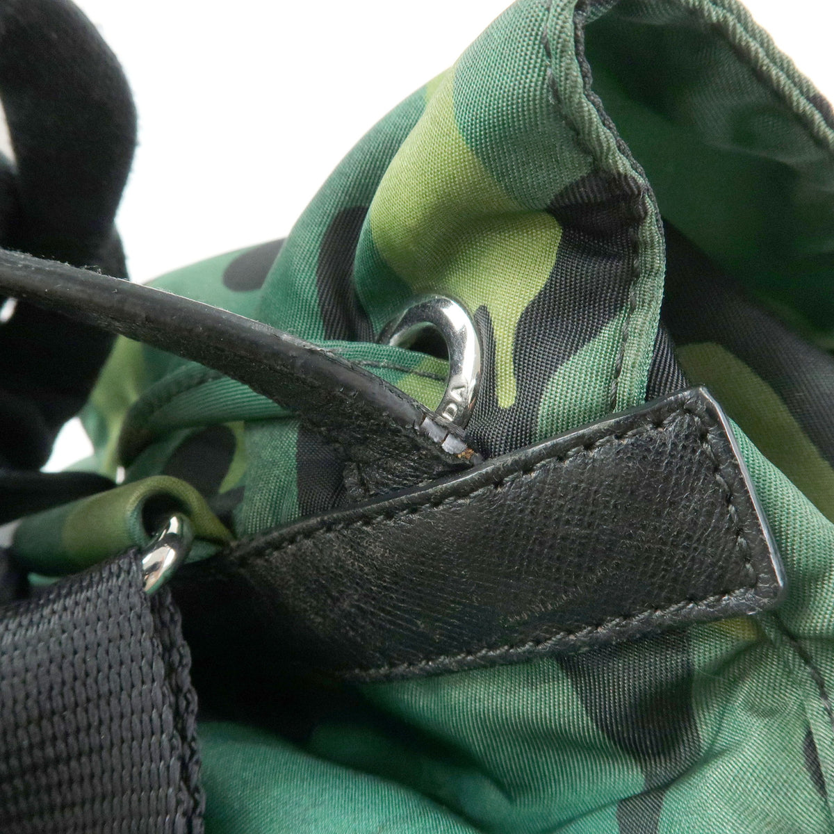 PRADA Triangle Logo Nylon Leather Backpack Rucksack Camouflage BZ0032