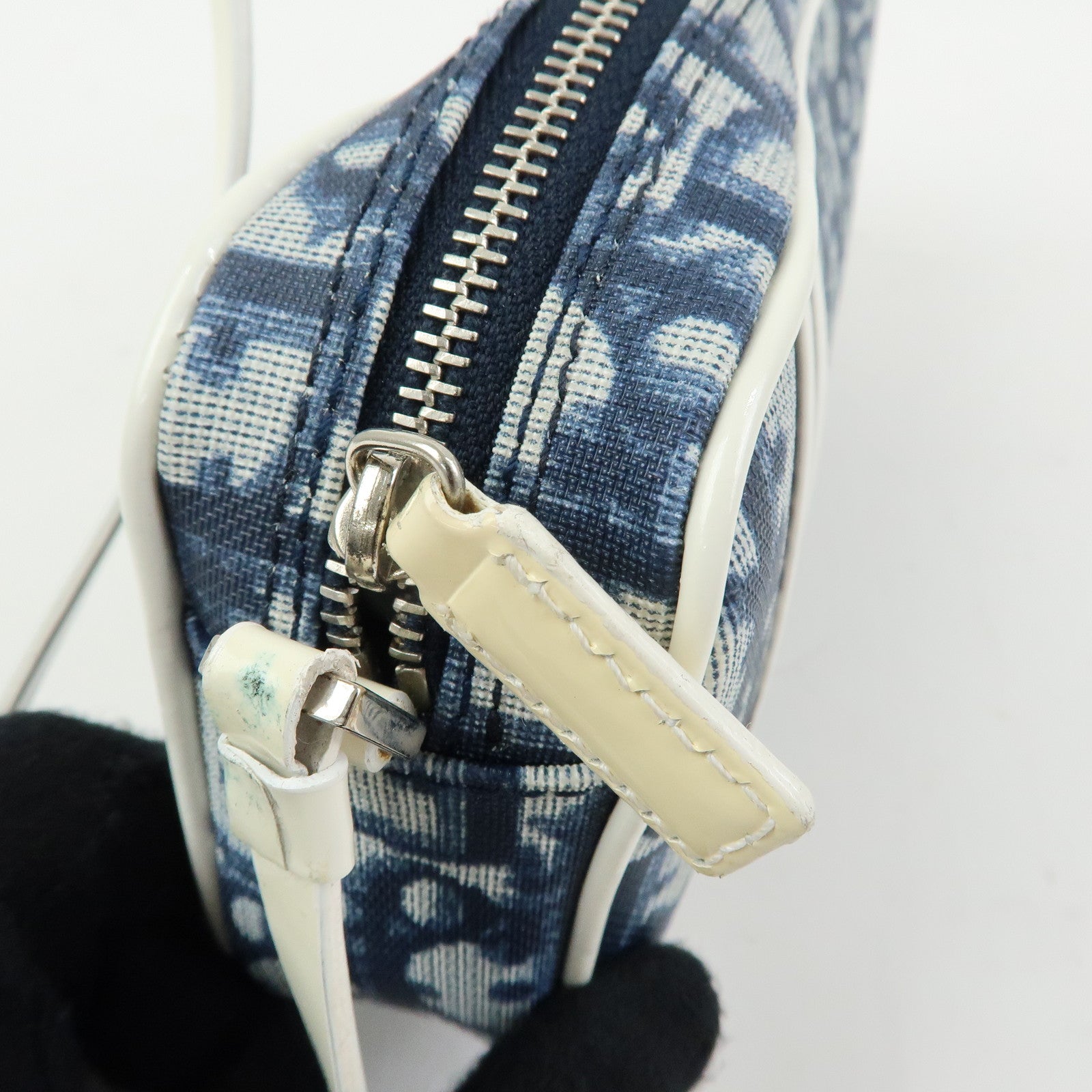 Christian Dior Trotter No.1 PVC Patent Leather Shoulder Bag Navy