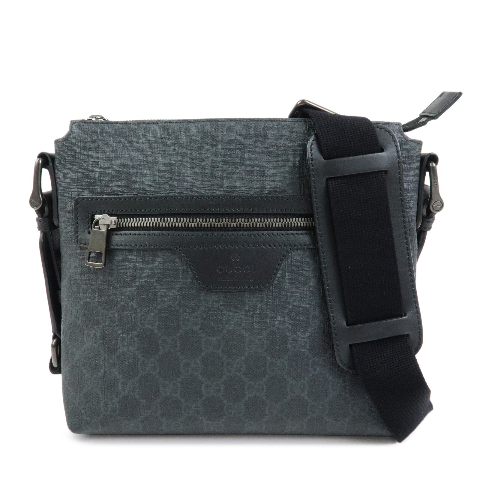 GUCCI GG Supreme Leather Shoulder Bag Crossbody Bag Black 387514