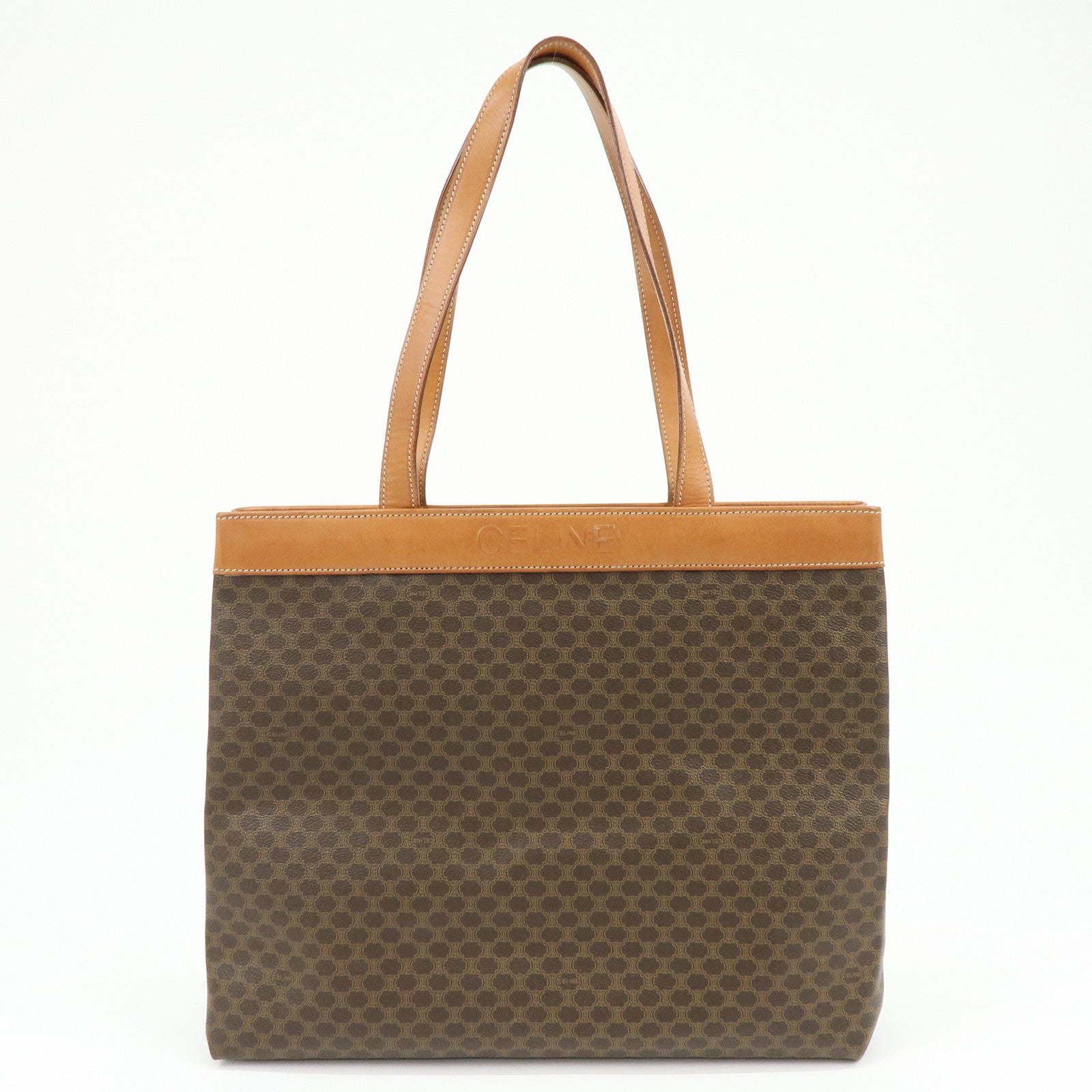 CELINE Macadam PVC Leather Tote Shoulder Bag Brown