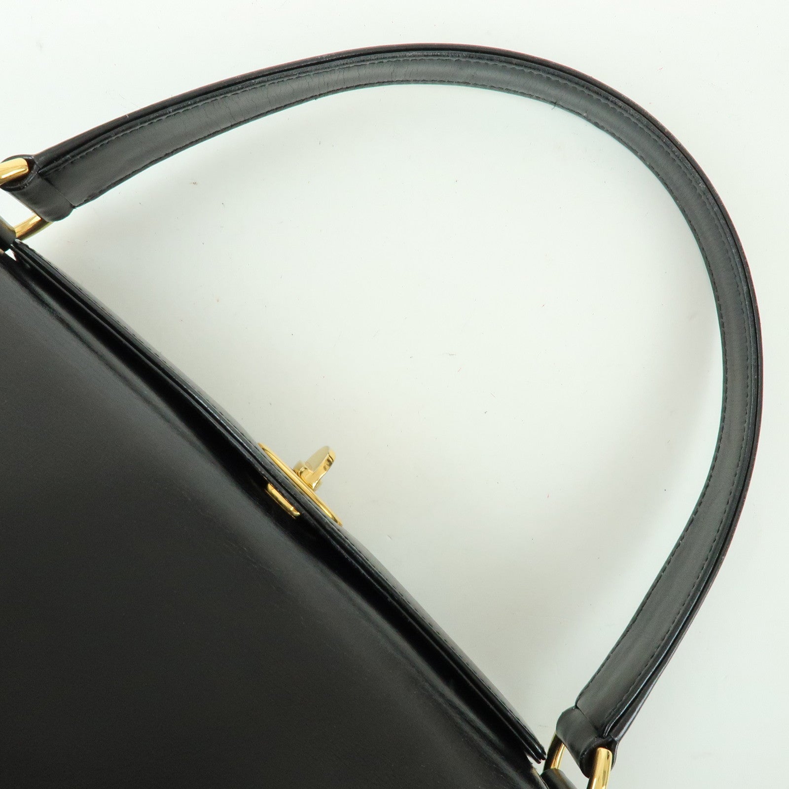 GUCCI Old Gucci Leather Hand Bag Top Handle Bag Black 000・26・0025