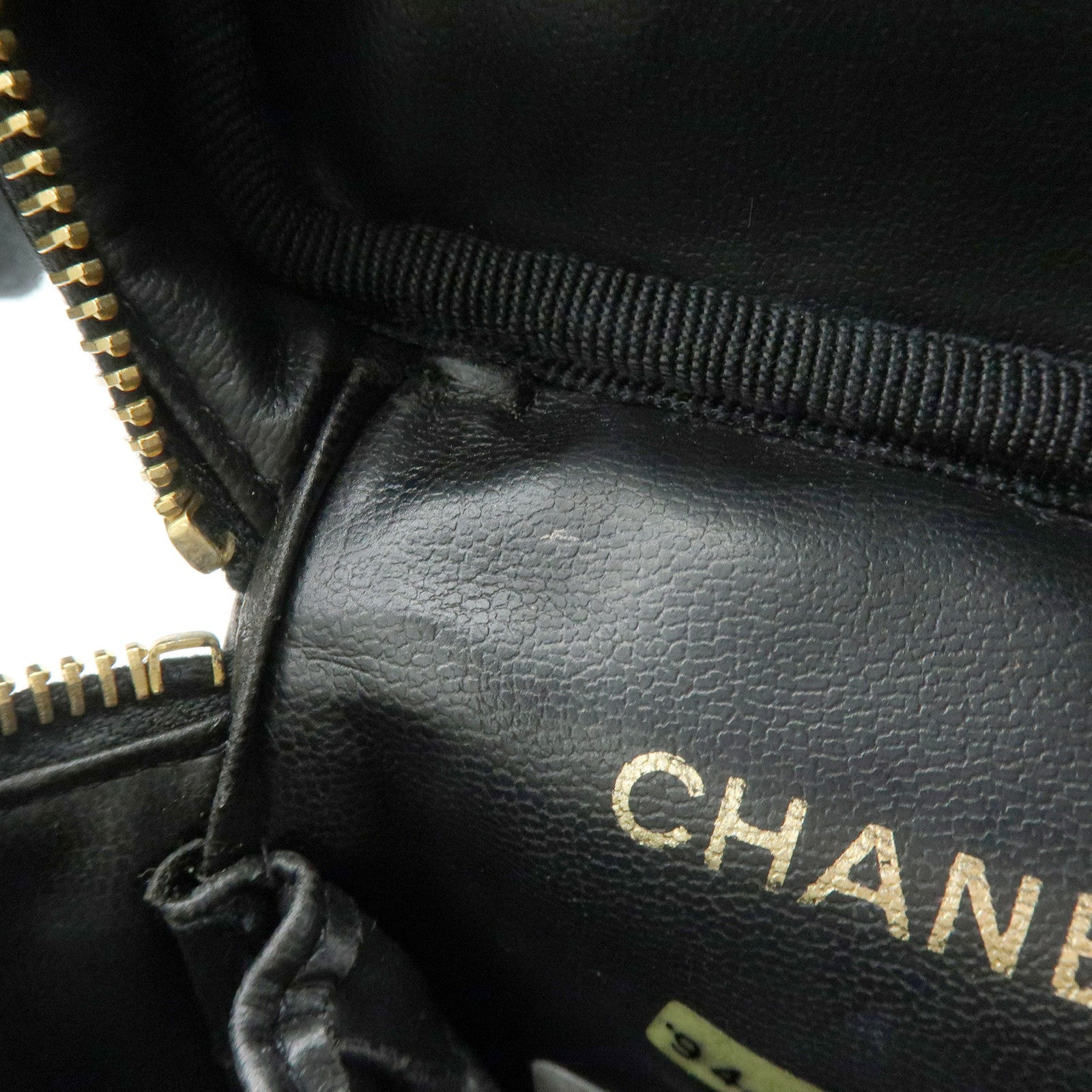 CHANEL Bicolore Lamb Skin Vanity Bag Hand Bag Black A01619