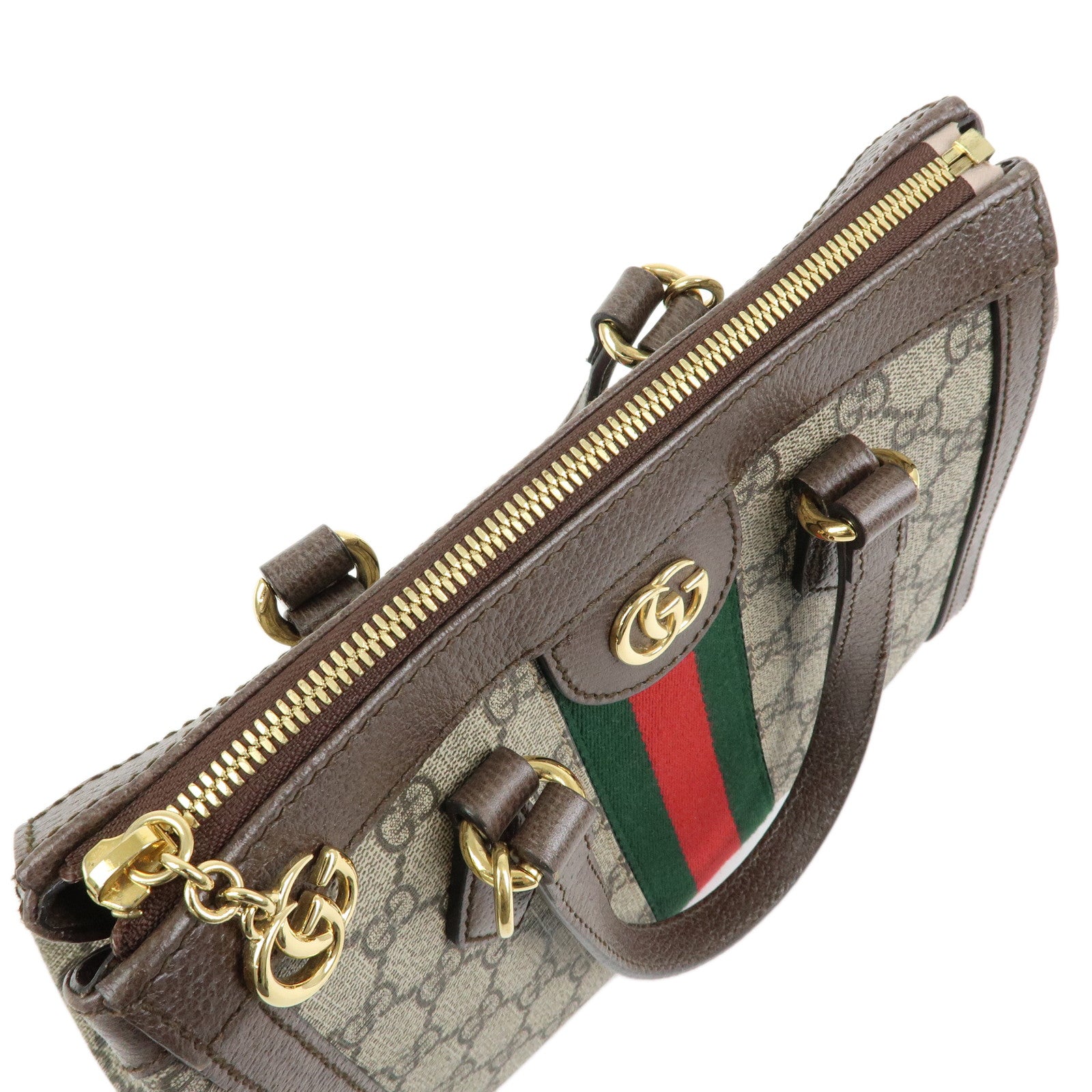 GUCCI Ophidia Sherry  Double G GG Supreme Leather 2Way Hand Bag 547551