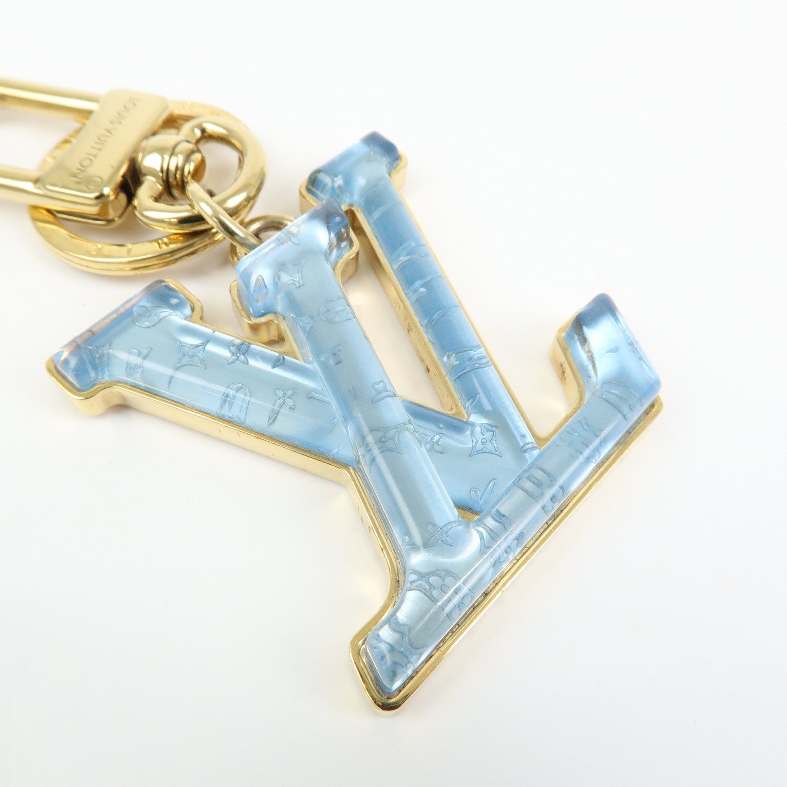 Louis Vuitton LV Gloss Metal Key Ring Bag Charm Blue M02590