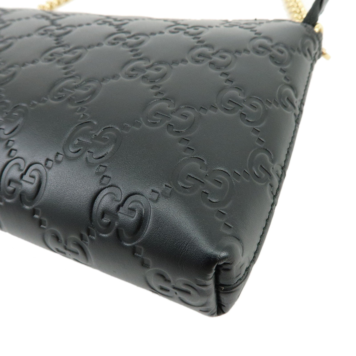 GUCCI Guccissima Leather Chain Shoulder Bag Accessory Pouch 428449