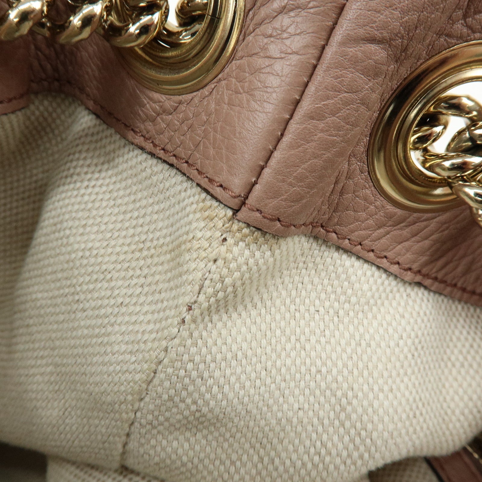 GUCCI SOHO Interlocking G Leather Chain Shoulder Bag Tassel Pink 308982