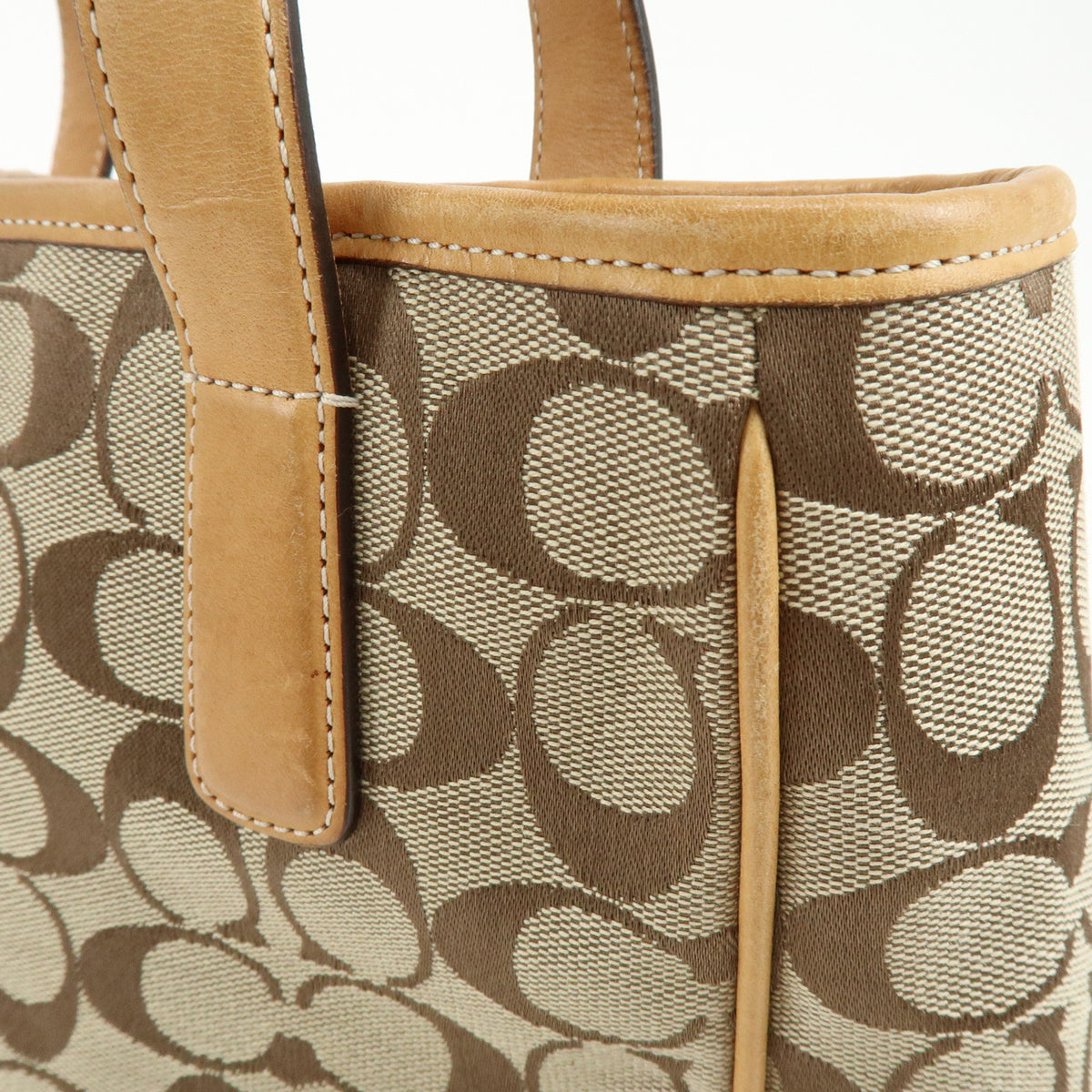 COACH Lot of 2 Signature Canvas Leather Shoulder Bag Beige Ivory