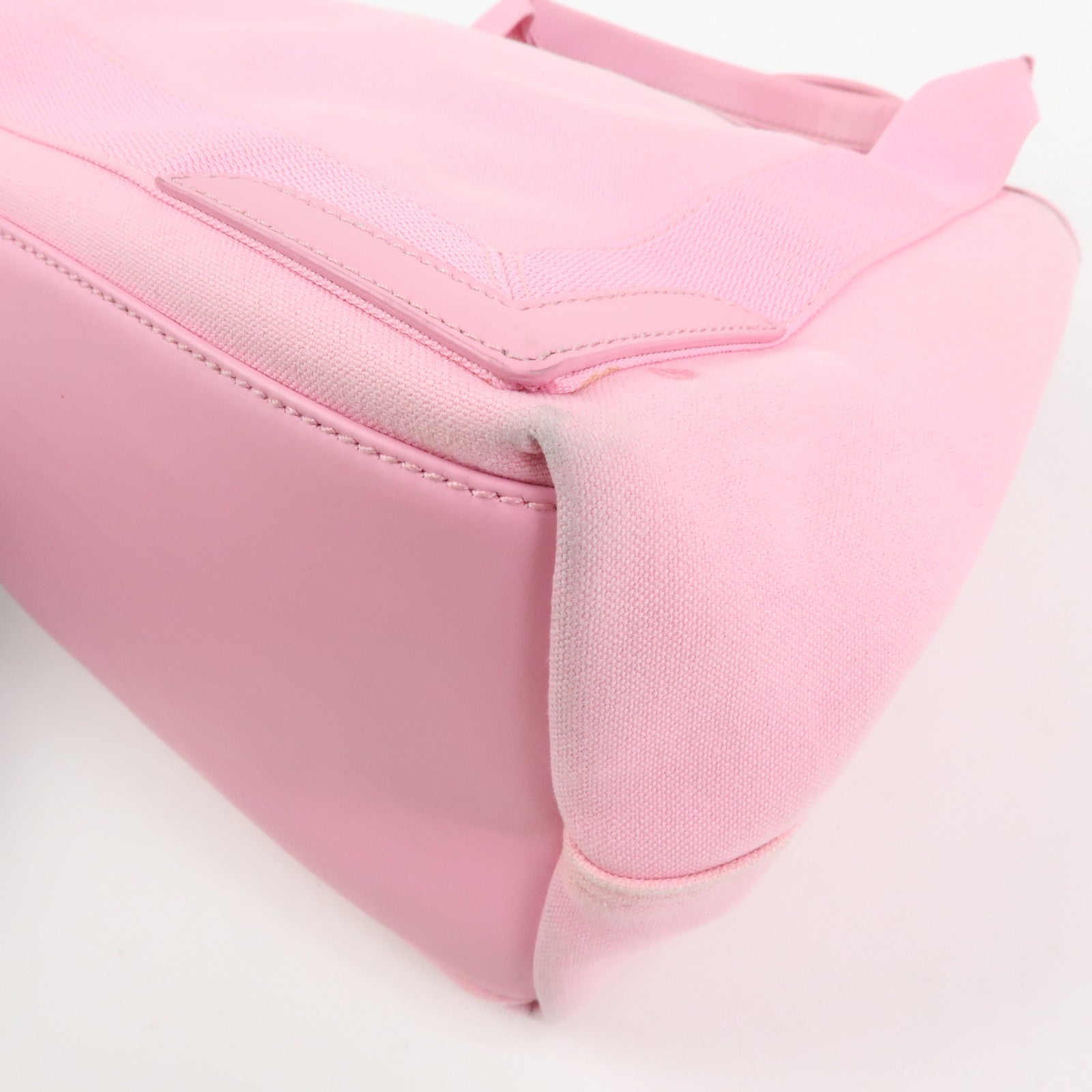 BALENCIAGA Navy Cabas Canvas Leather Small Tote Hand Bag Pink 339933
