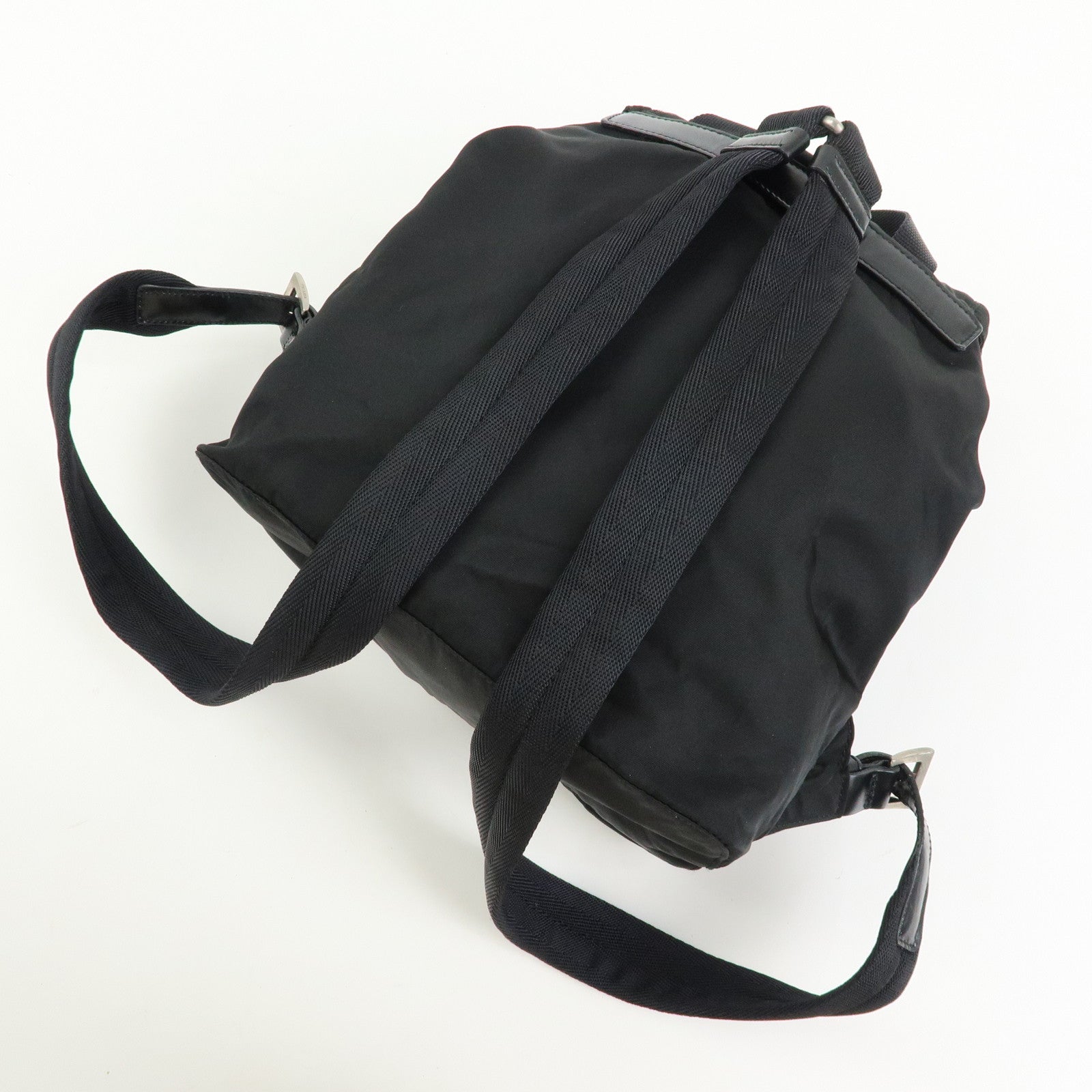 PRADA Triangle Logo Nylon Backpack Rucksack Black 1BZ005