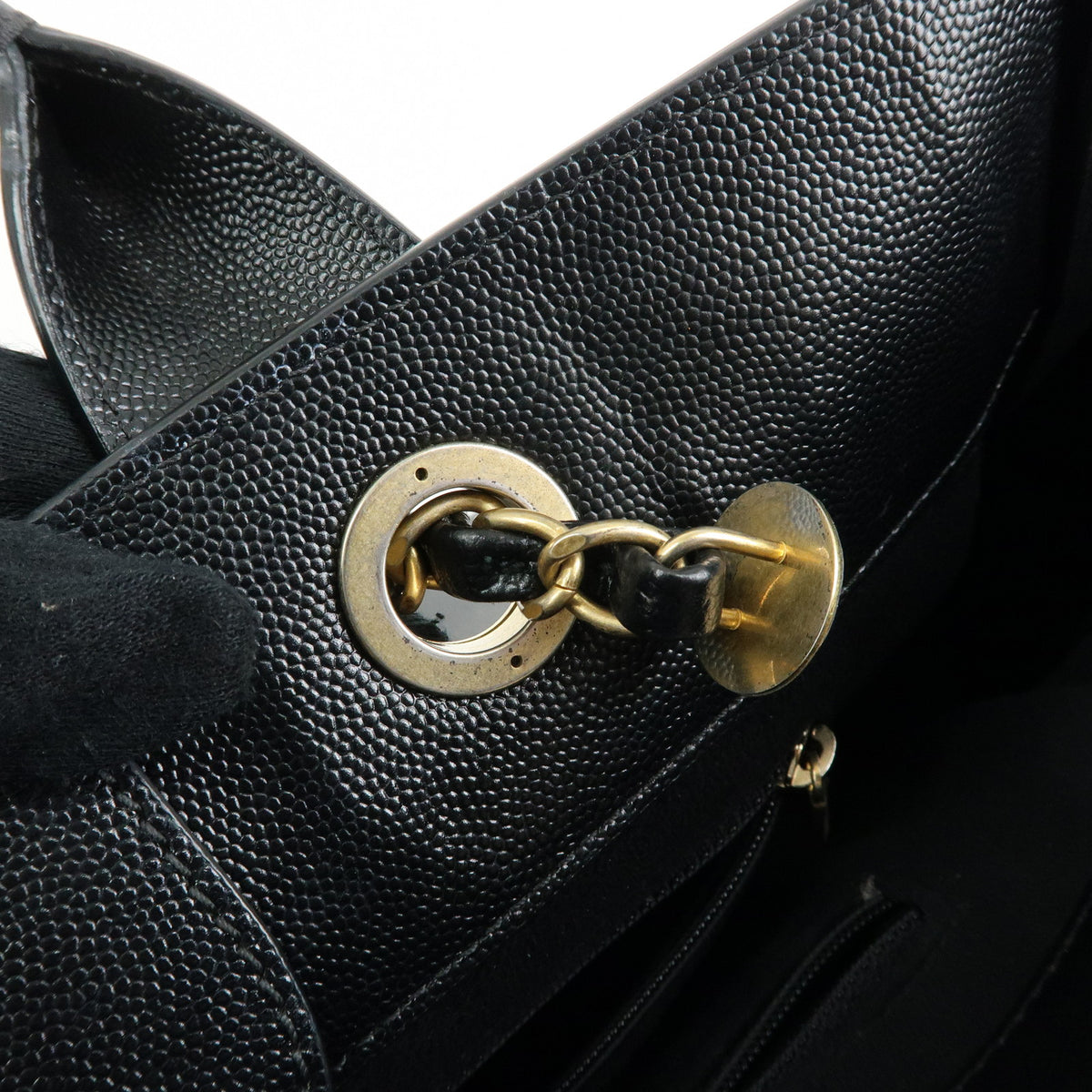 CHANEL Deauville GM Caviarskin 2Way Tote Bag Shoulder Bag Black A66941