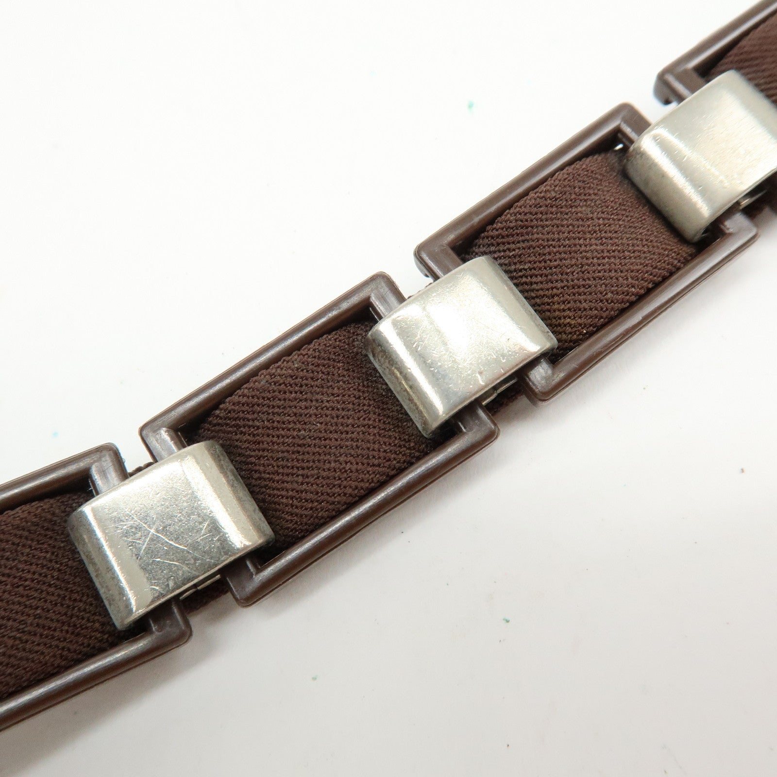 Ferragamo Varra Nylon Leather Chain Shoulder Bag Hand Bag Brown