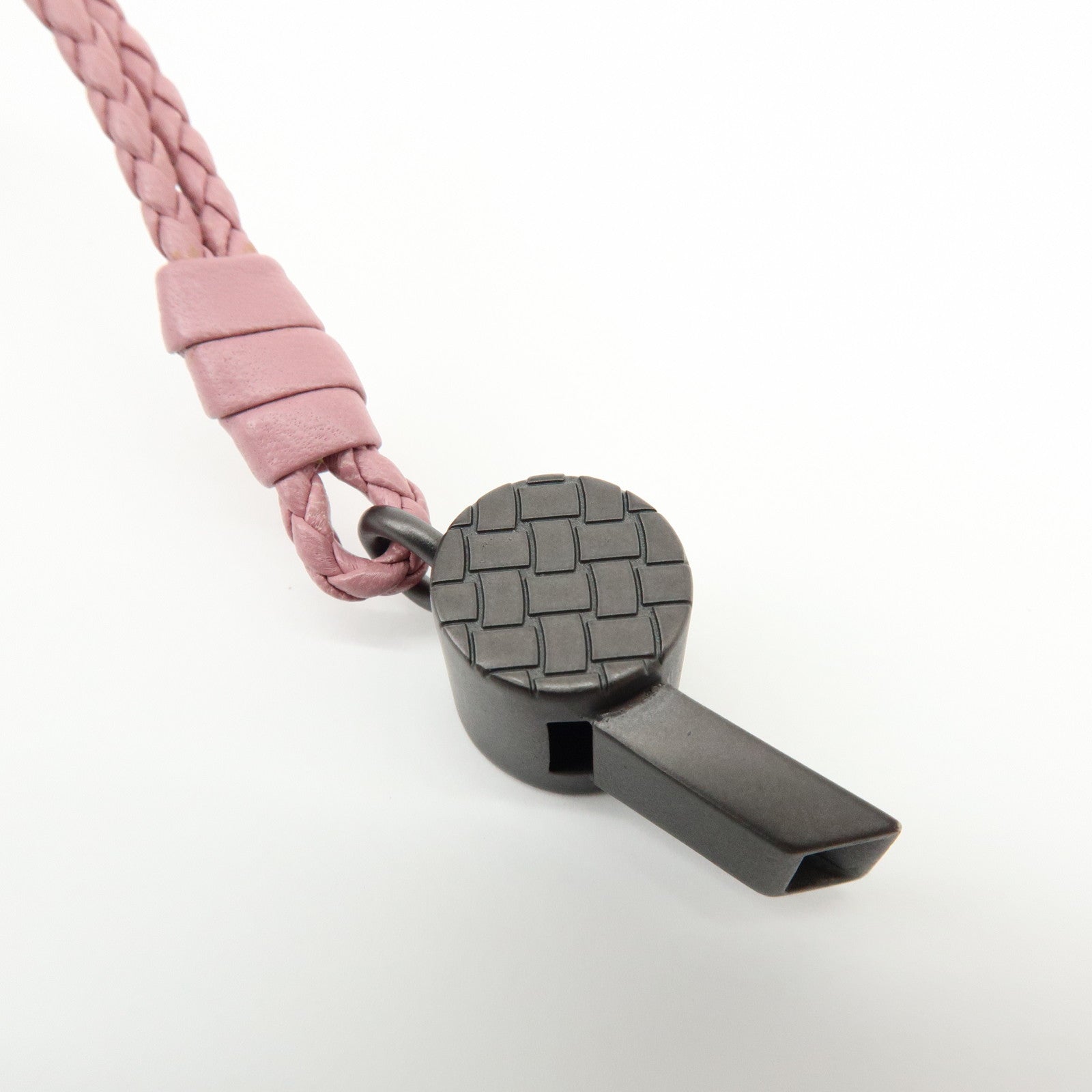BOTTEGA VENETA Intrecciato Leather Bag Charm Whistle Motif Pink