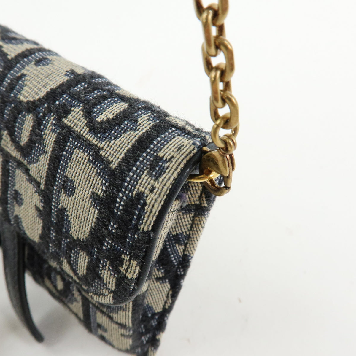 Christian Dior Oblique Saddle Jacquard Canvas Chain Shoulder Pouch