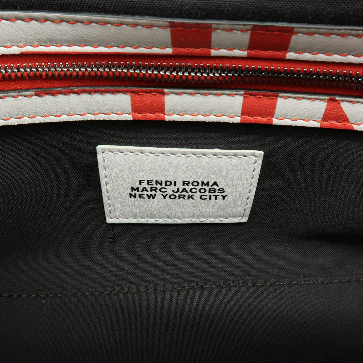 FENDIxMarc Jacobs Mamma Baguette Leather Shoulder Bag Red White 8BR600