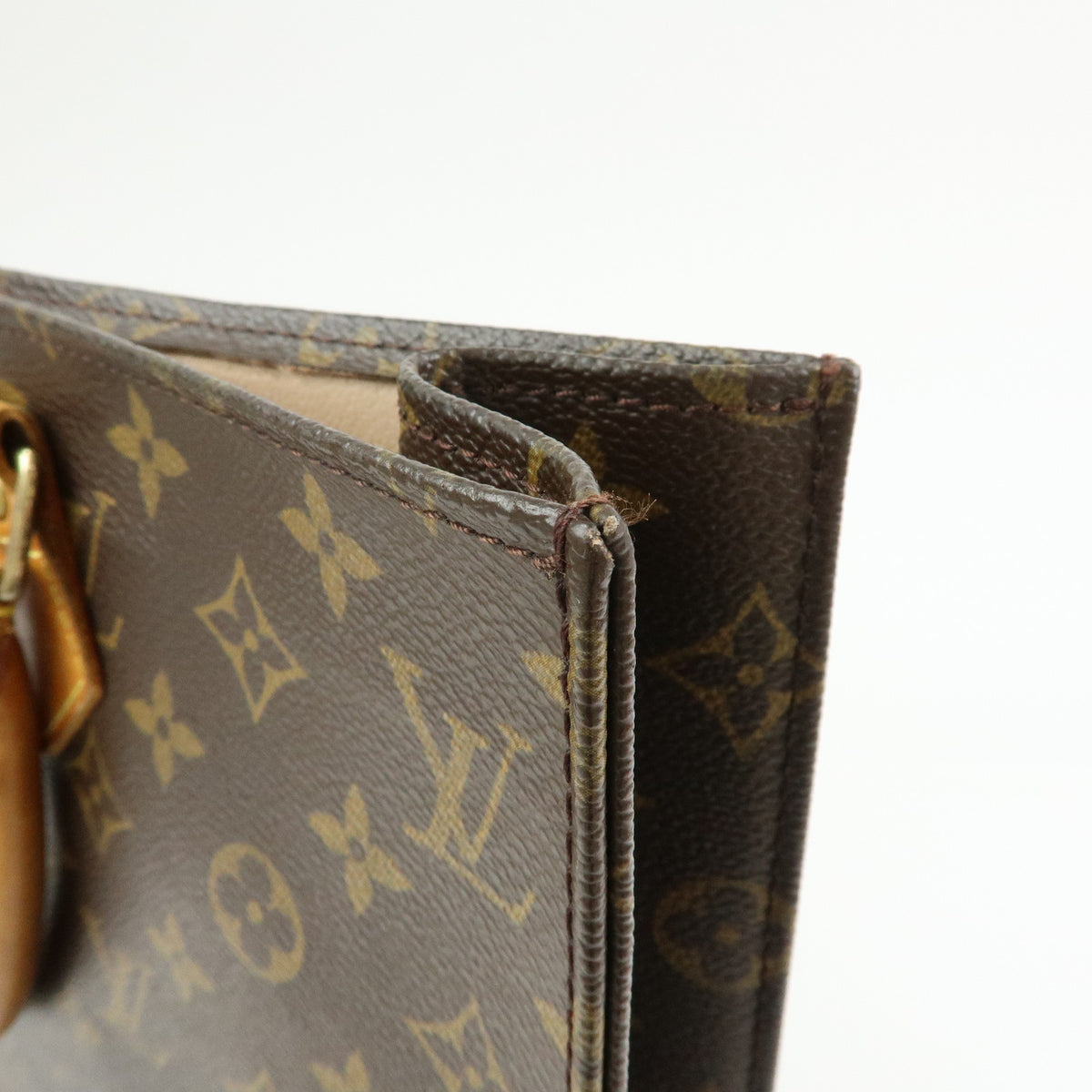 Louis Vuitton Monogram Sac Plat Tote Bag Hand Bag Brown M51140