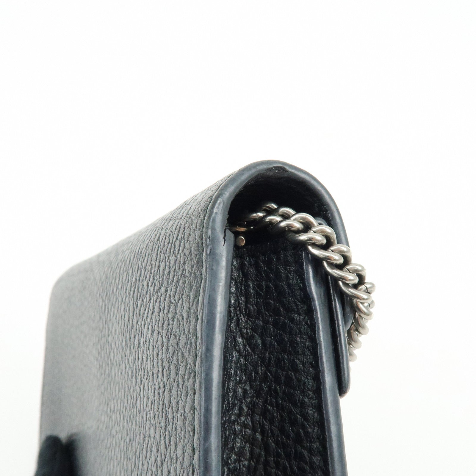 GUCCI Dionysus Super Mini Bag Leather Chain Shoulder Bag Black