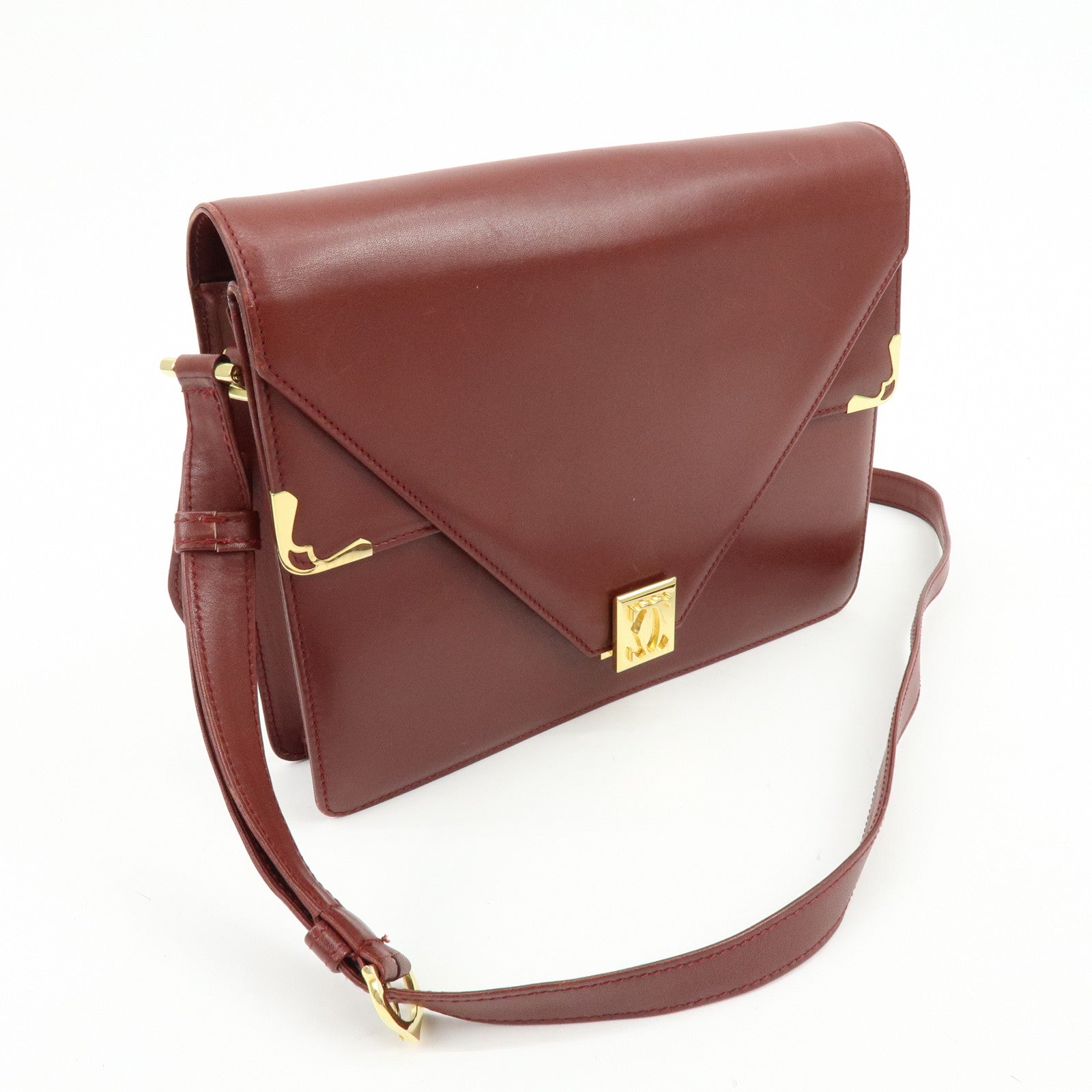 Cartier Must de Cartier Leather Double Flap Shoulder Bag Boudreaux