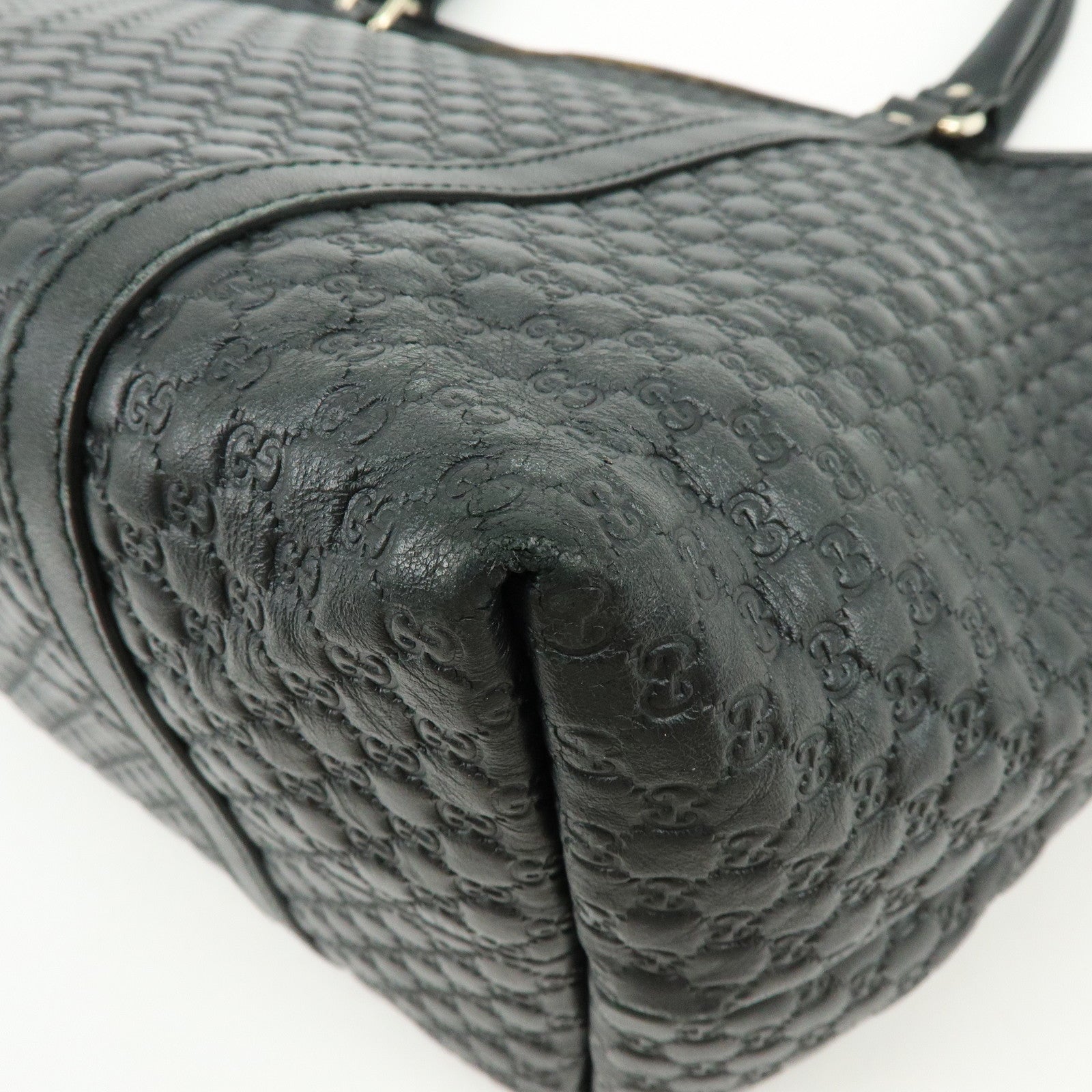 GUCCI Microguccissima Leather Tote Bag Shoulder Bag Black 449647