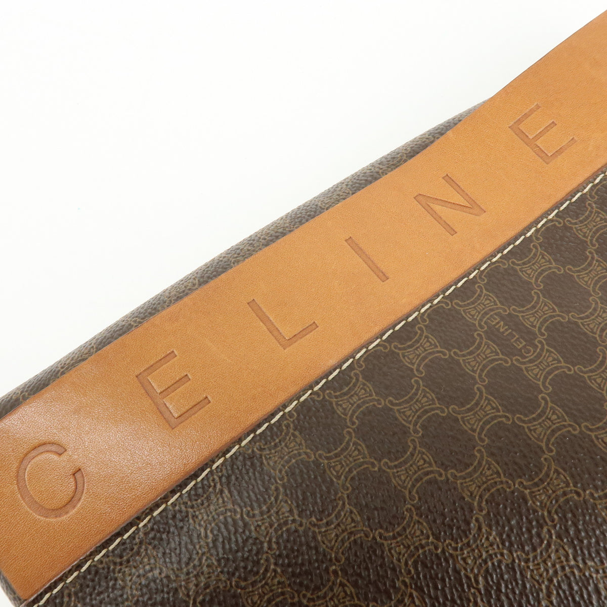 CELINE Macadam Logo PVC Leather Tote Bag Hand Bag Brown