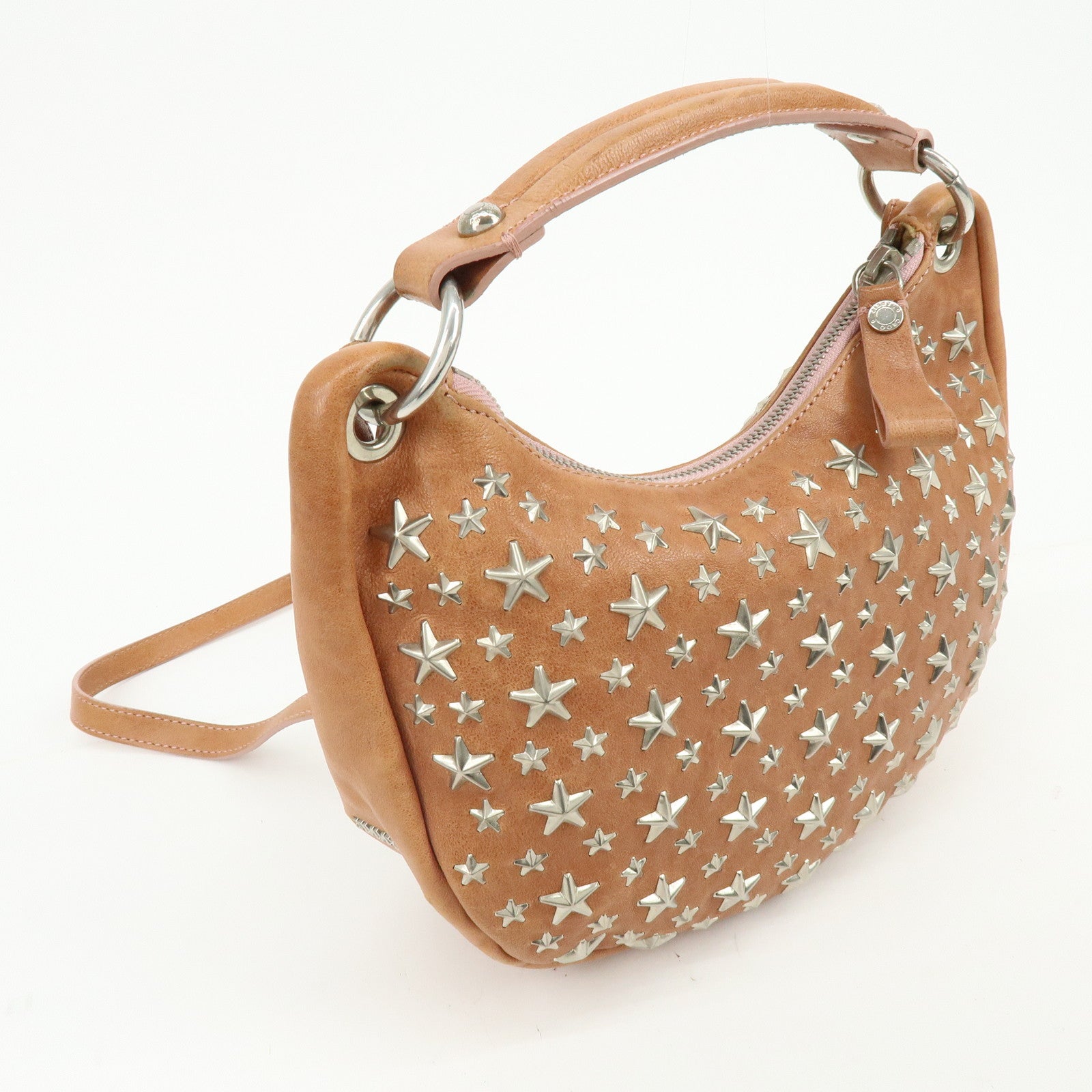 JIMMY CHOO Logo Star Studs Stella 2Way Bag Shoulder Bag Hand Bag Brown