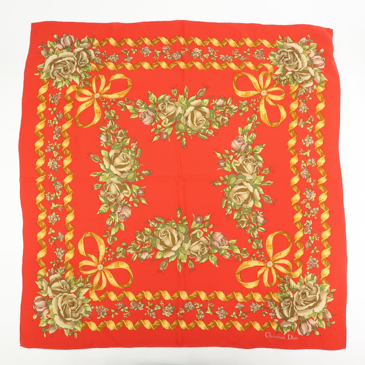 Christian Dior Lot of 2 Silk 100% Scarf Shawl Blue Red
