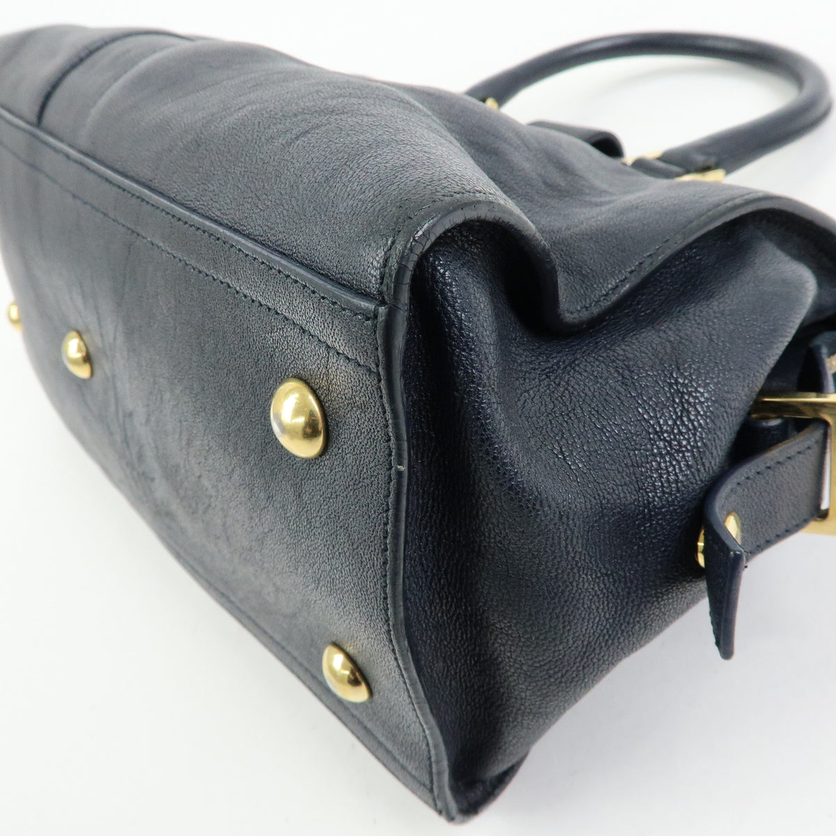 SAINT LAURENT PARIS Petit Cabas Y Line Leather 2Way Bag Navy 311210