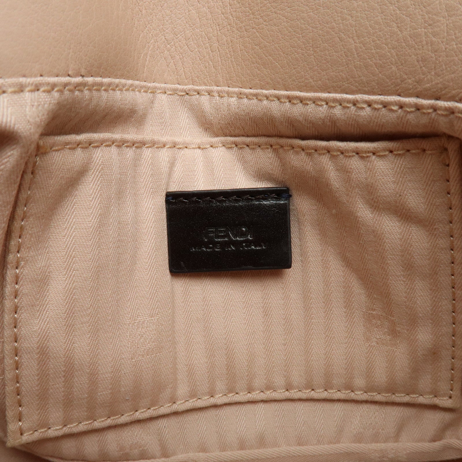 FENDI Leather Chain Shoulder Bag Crossbody Bag Pink Beige 8M0276