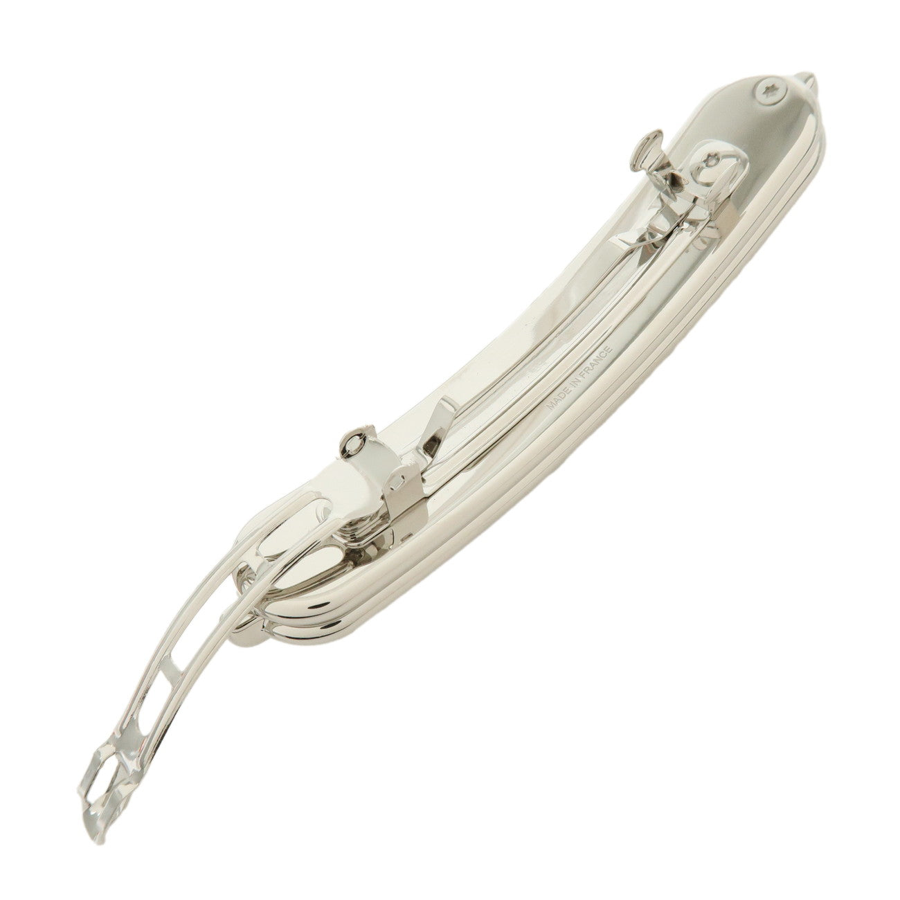 HERMES Roulis PM Metal Hair Accessory Hair Clip Silver Pink