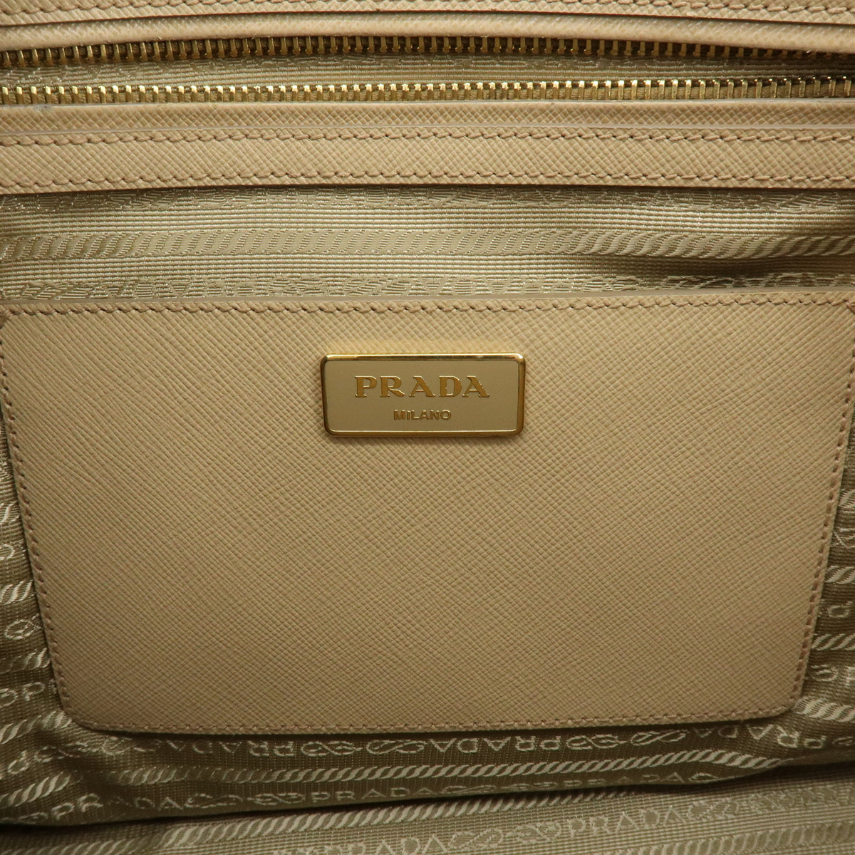 PRADA Triangle Logo Galleria Saffiano Leather 2Way Bag  Beige 1BA274