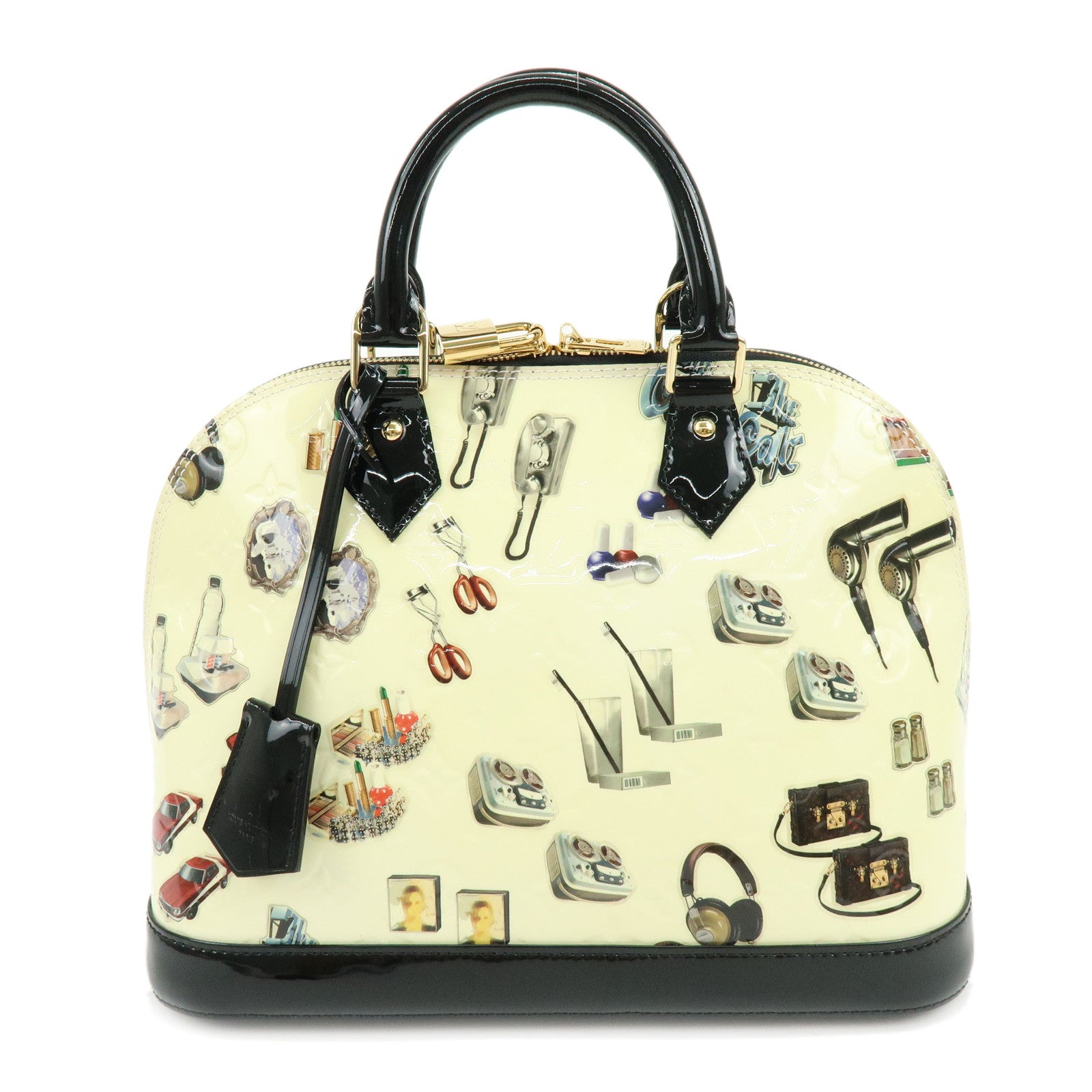 Louis Vuitton Monogram Vernis Sticker Alma PM Hand Bag Off White M50466