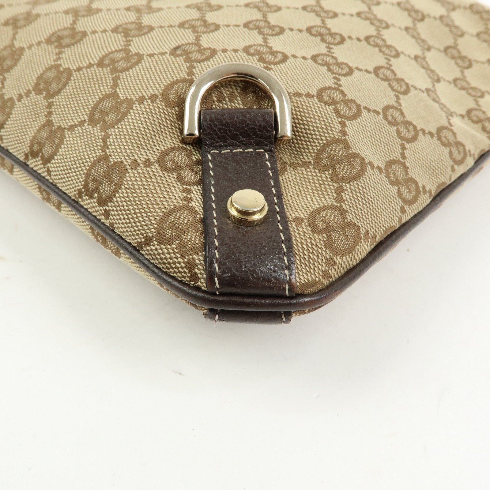 GUCCI Abbey GG Canvas Leather Shoulder Crossbody Bag Brown 131326