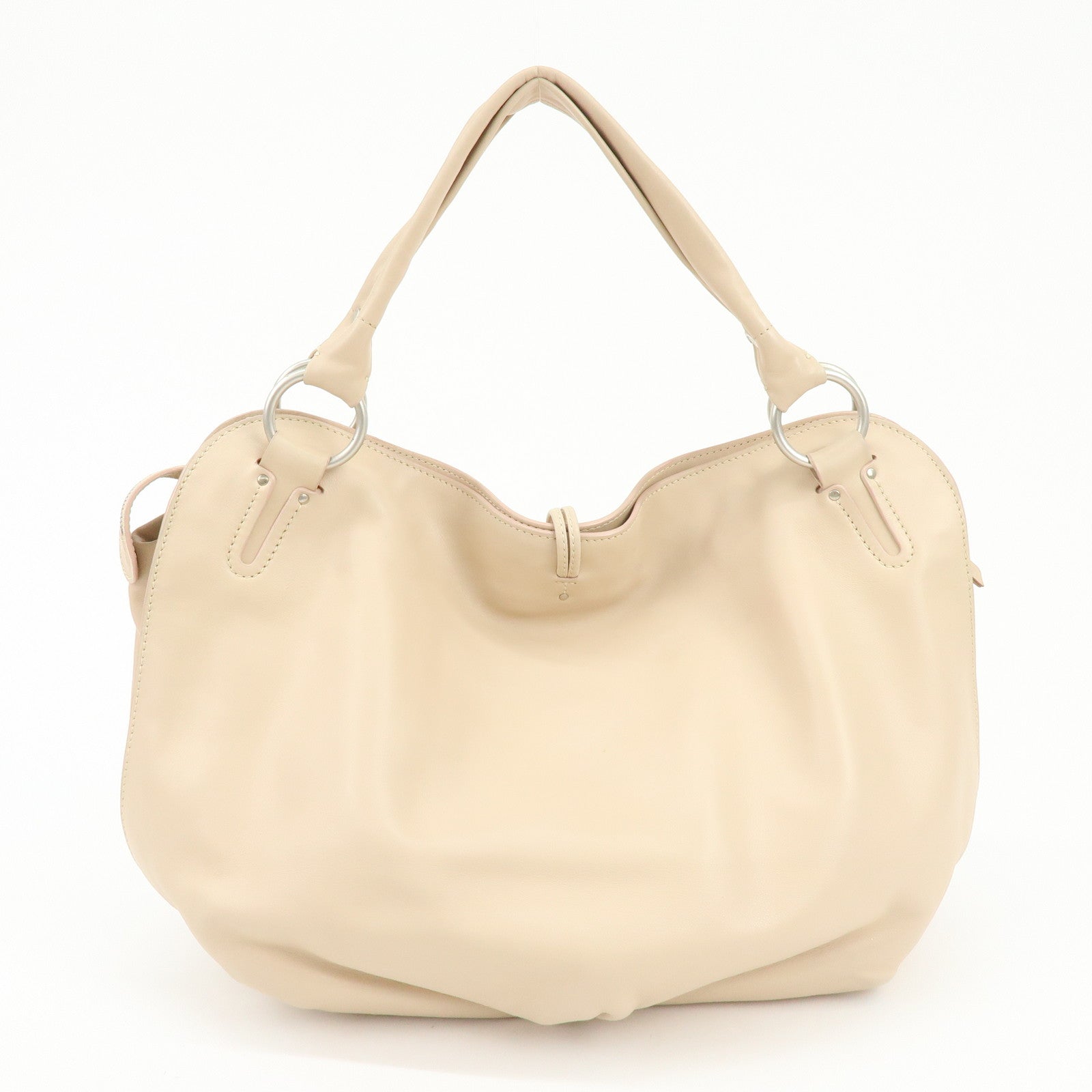 CELINE Bittersweet Leather Shoulder Bag Hand Bag Pink Beige