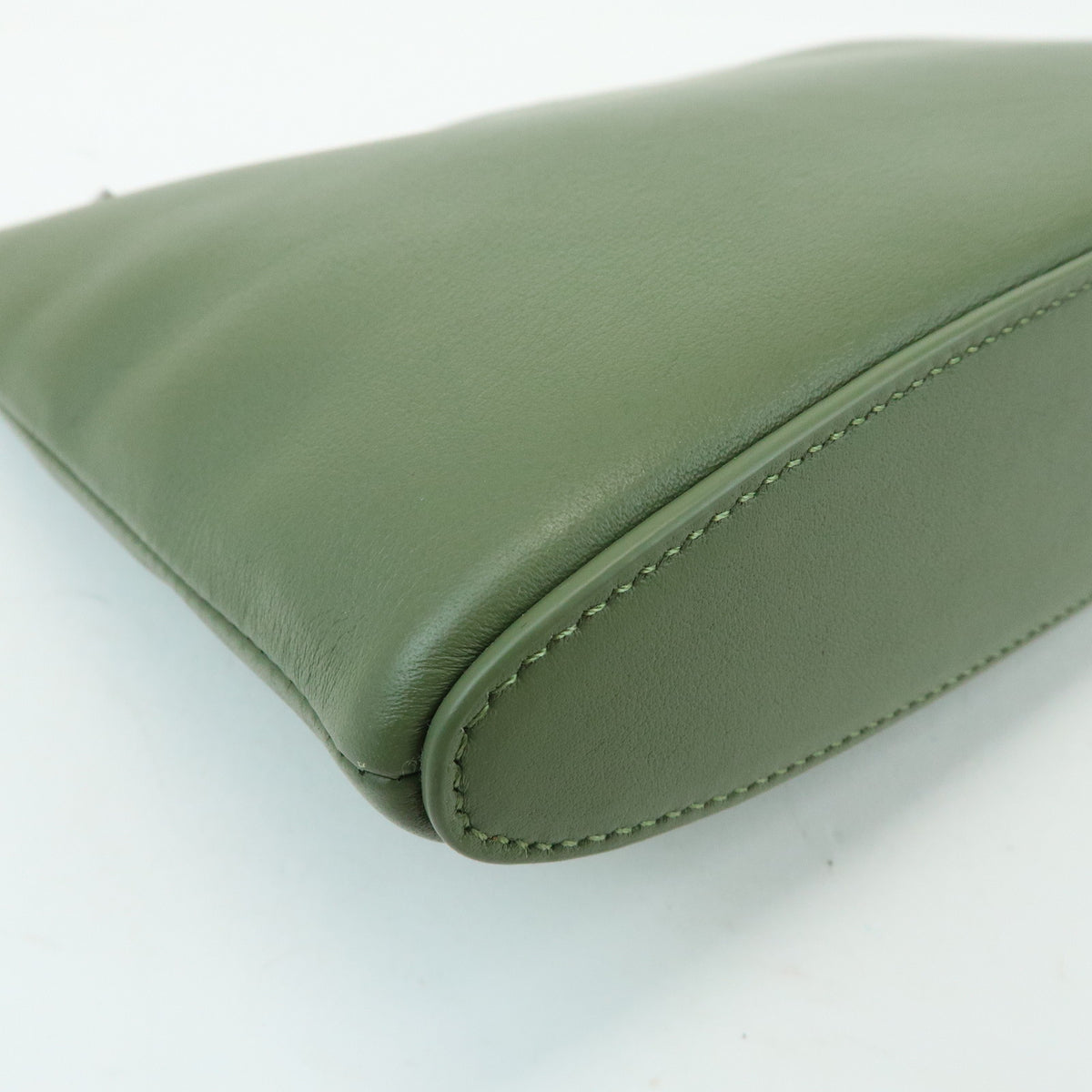 LOEWE Oblong Pouch Leather Clutch Bag Green