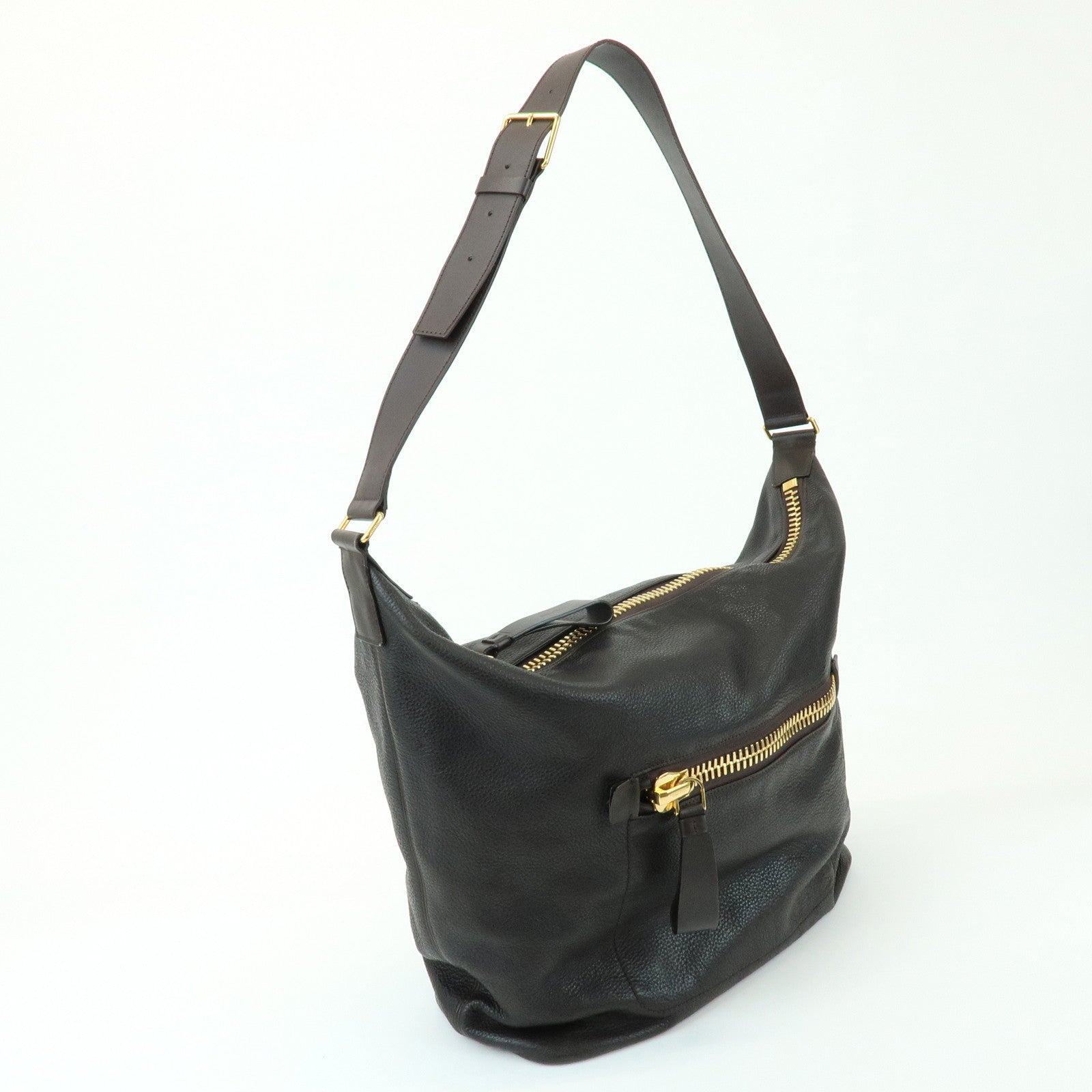 TOM FORD Leather Shoulder Bag Crossbody Bag Black