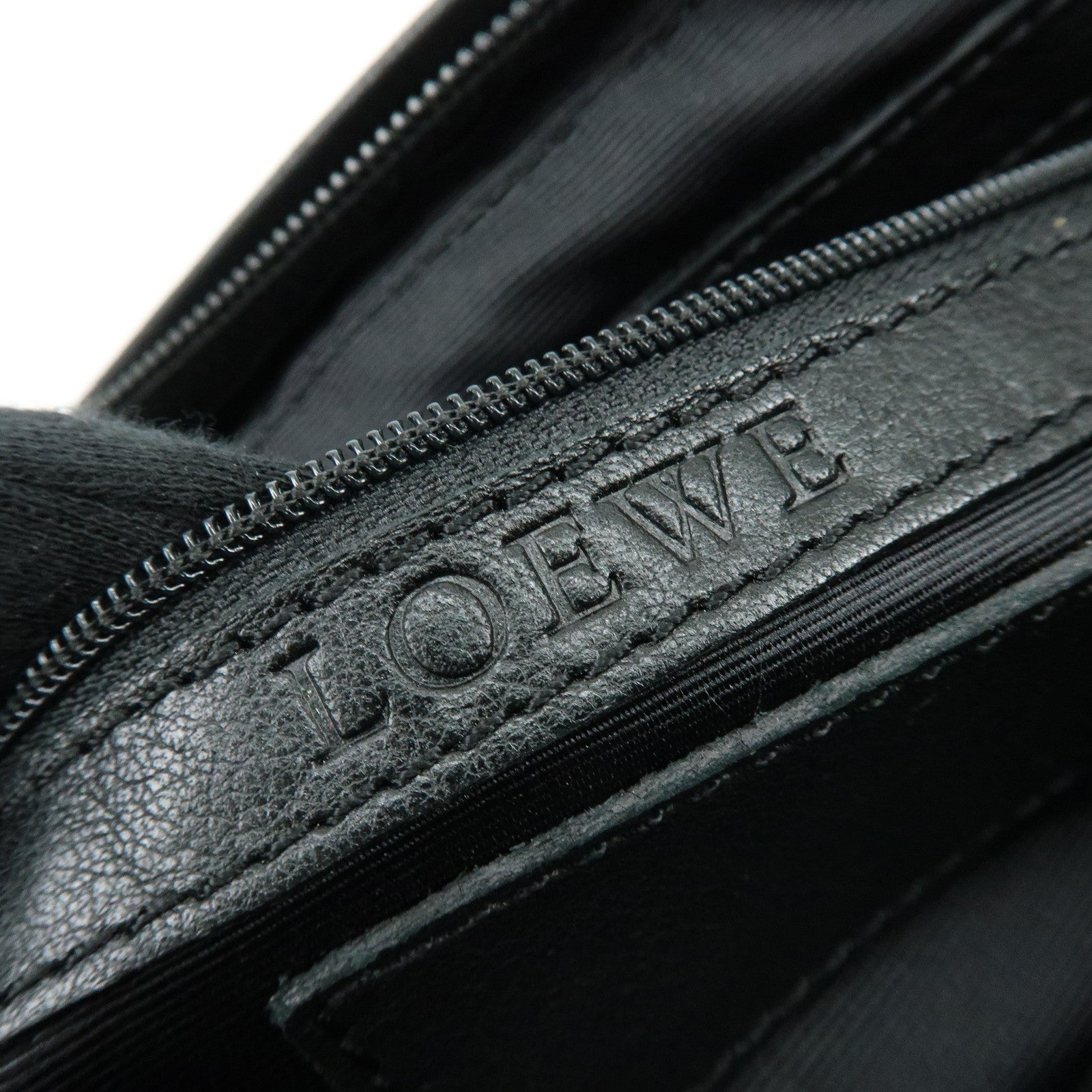 LOEWE Anagram Leather Clutch Bag Pouch Wristlet Bag Black