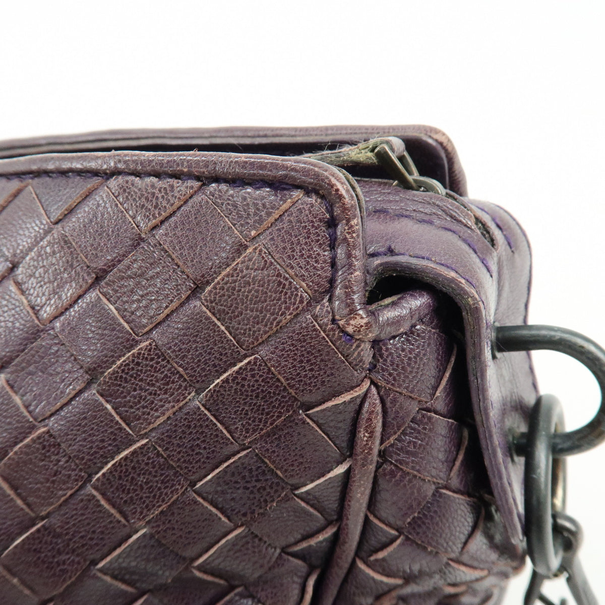 BOTTEGA VENETA Intrecciato Leather Shoulder Bag Crossbody Bag Purple