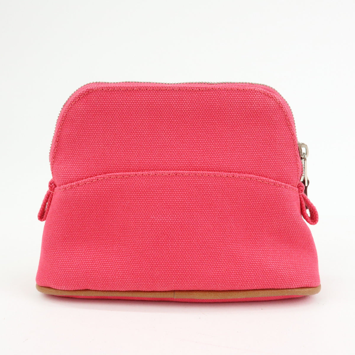 HERMES Bolide Mini Mini 16 Canvas Leather Pouch Pink Brown