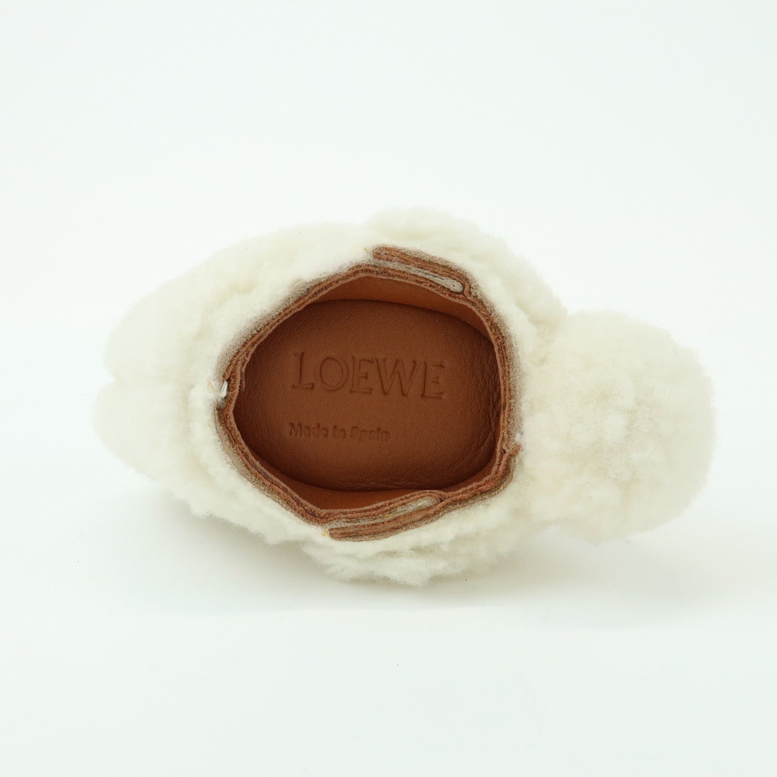 LOEWE Wool Leather Coin Case Bag Charm Rabbit White